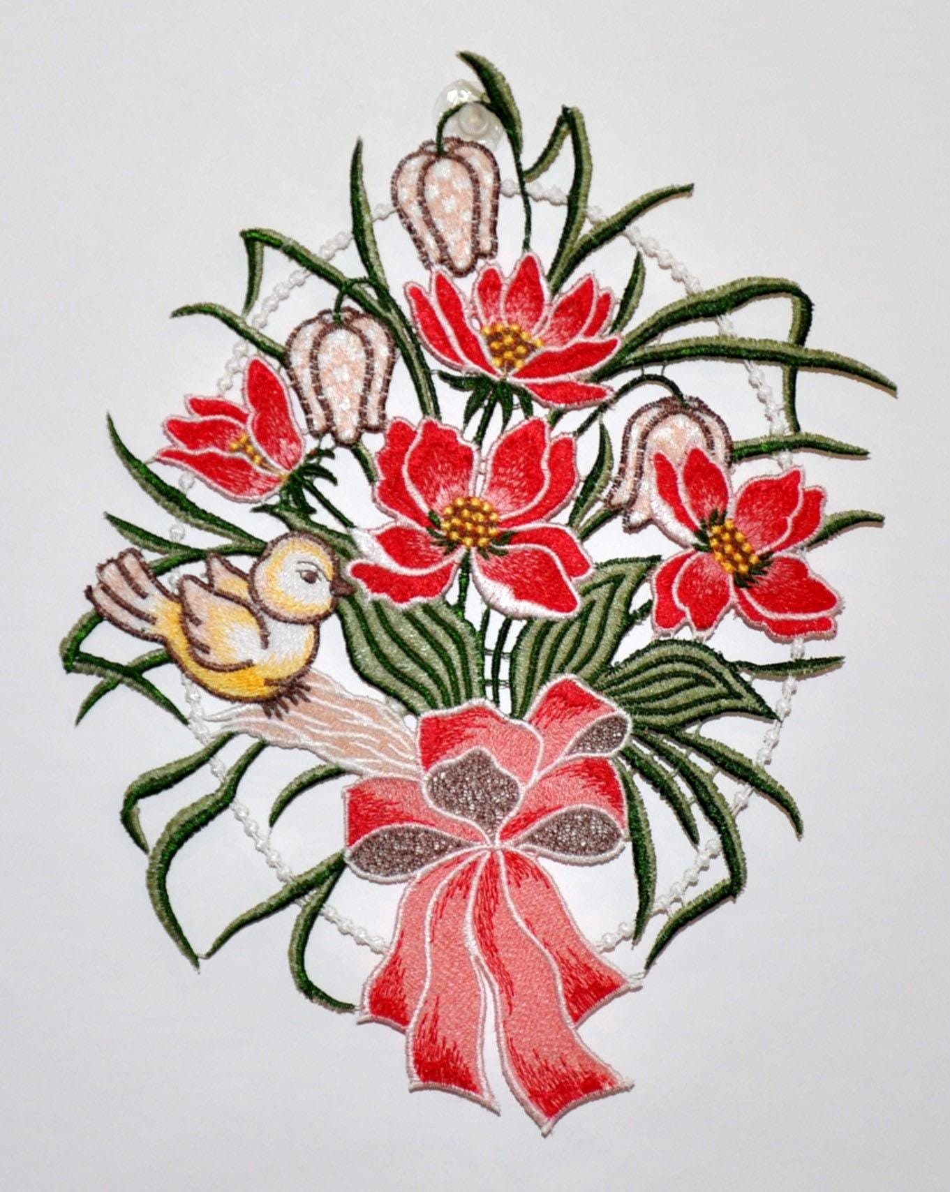 Image of Stickereien Plauen Fensterbild "Blumenschleife Fensterbild" Fensterbild "Blumenschleife"