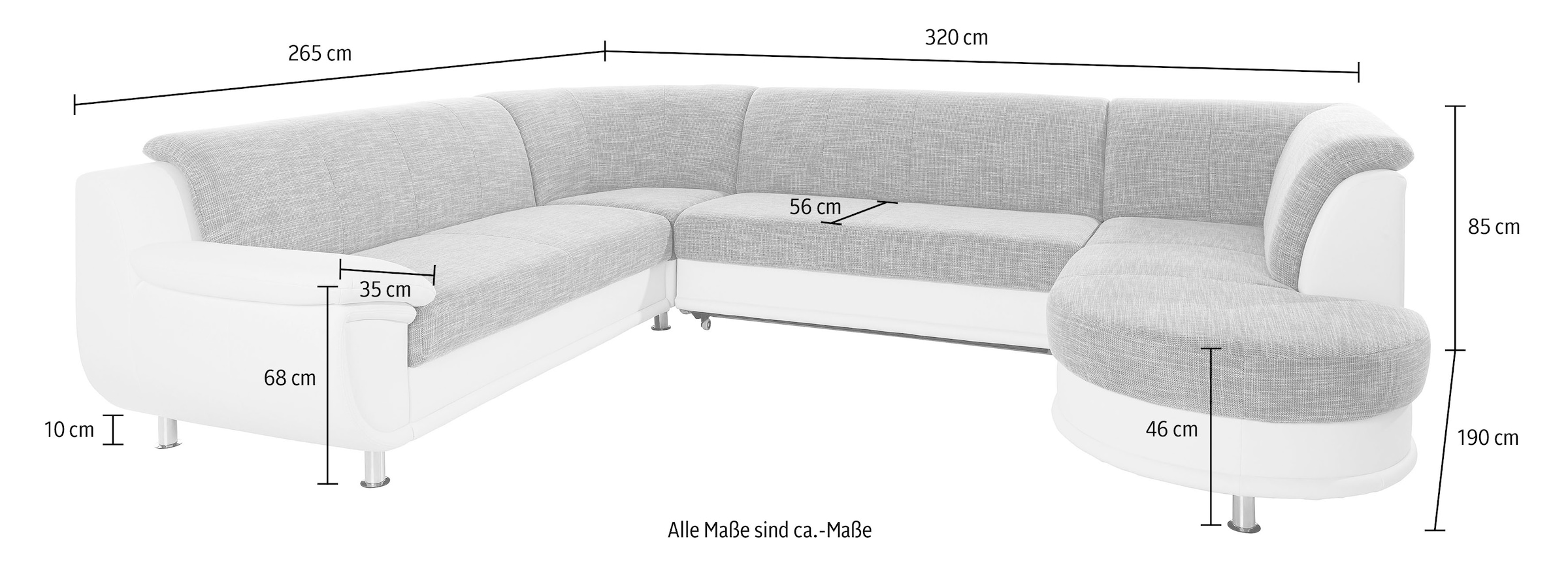 TRENDMANUFAKTUR Wohnlandschaft »Rondo 3, zeitlos und modern, im Materialmix, U-Form«, wahlweise für mehr Komfort mit Federkern, wahlweise mit Bettfunktion