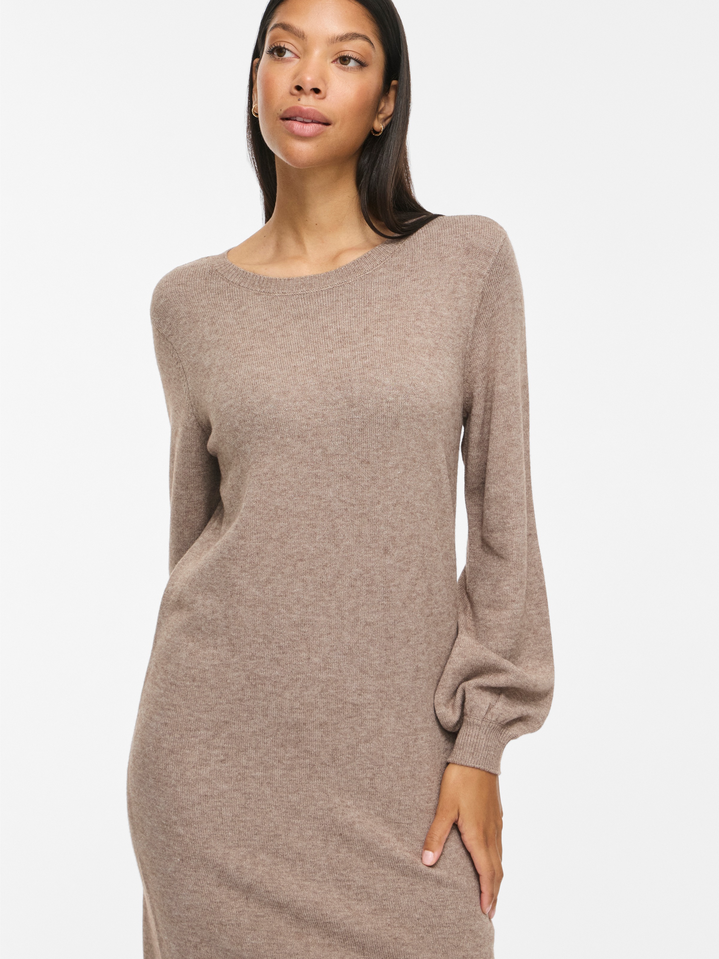 Image of Vila Strickkleid "VIRIL L/S VOLUME SLEEVE KNIT DRESS-NOOS" Materialmix, normal geschnitten