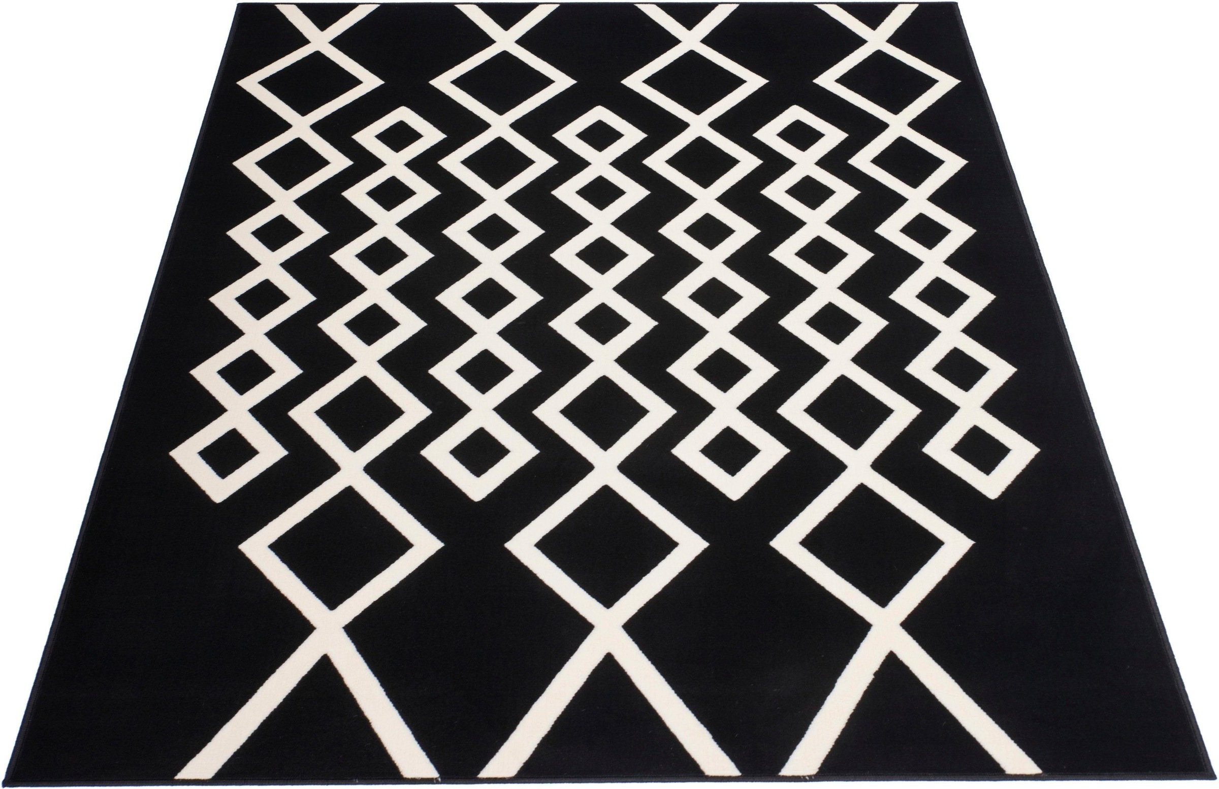 Image of Bruno Banani Teppich »Gadal«, rechteckig, 10 mm Höhe, Rauten-Muster, Kurzflor, gekettelt, mit handgearbeitetem Konturenschnitt, idealer Teppich für Wohnzimmer & Schlafzimmer bei Ackermann Versand Schweiz