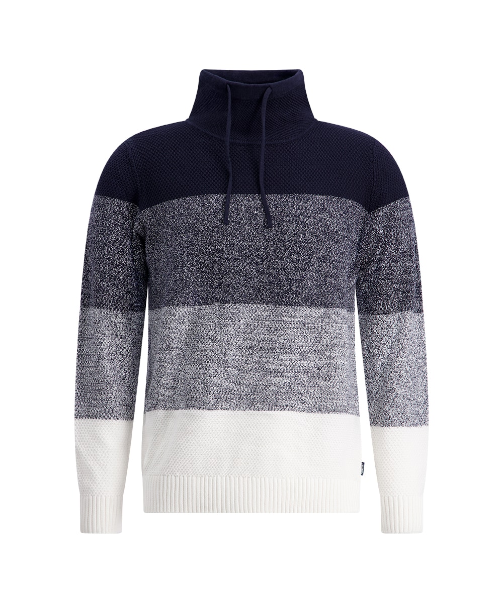 Image of Pioneer Authentic Jeans Strickpullover "mit Kordeln" mit Stehkragen und Colorblocking