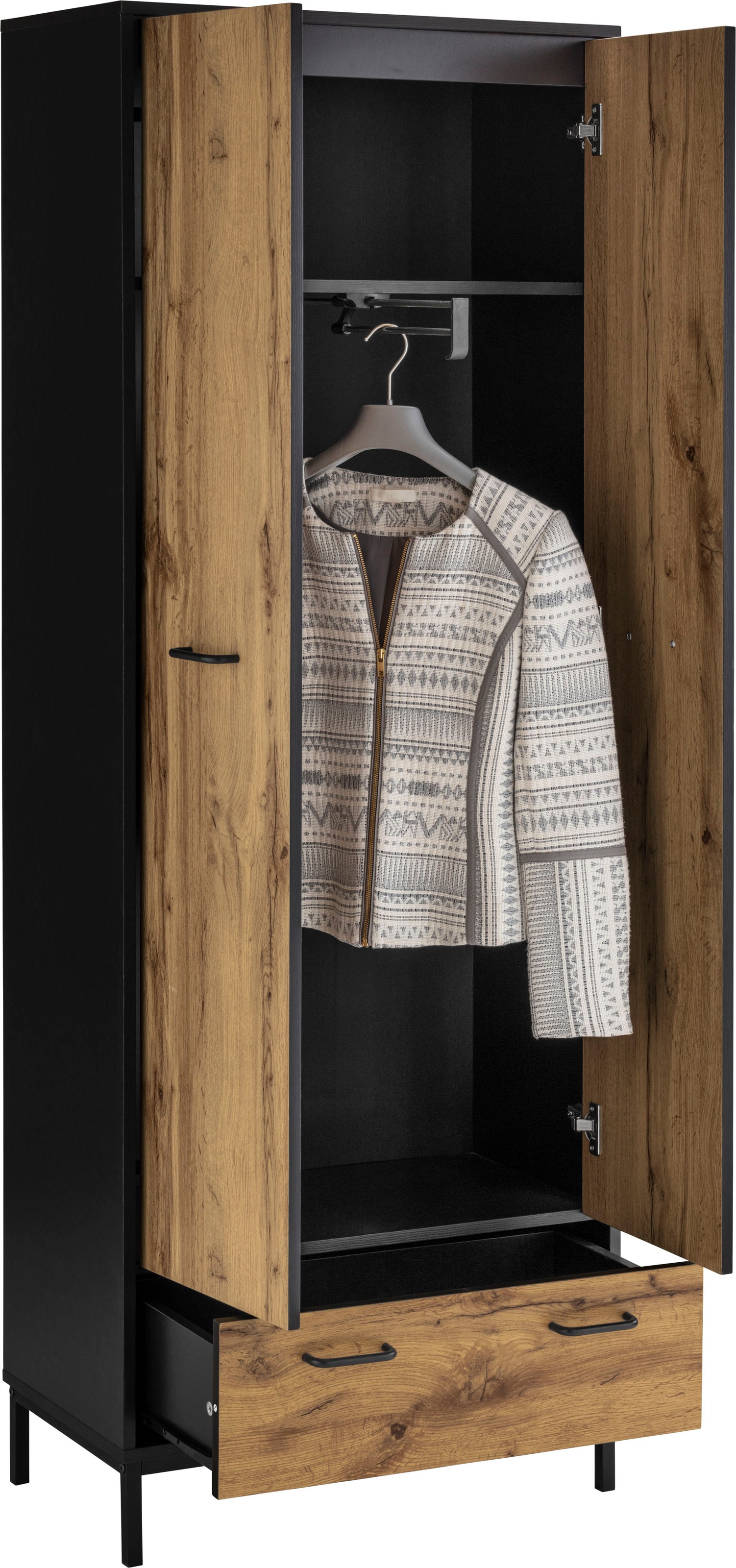 Places of Style Garderobenschrank »Rocco«, mit ausziehbare Kleiderstange,  Griffe aus Metall, Höhe 180,5 cm kaufen