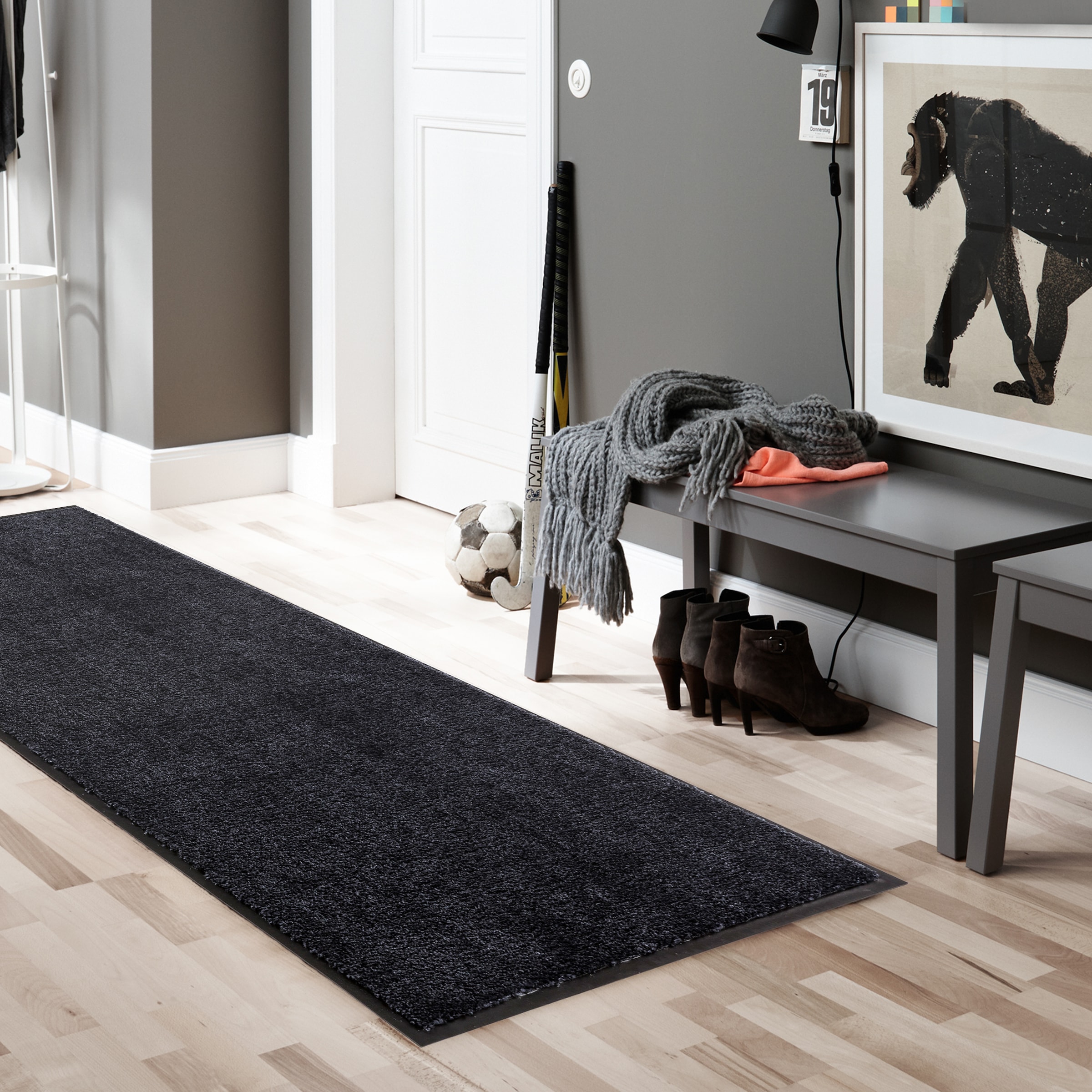 SCHÖNER WOHNEN-Kollektion Chemin de table »Miami Uni« Rectangulaire 7 mm Höhe Schmutzfangläufer, Schmutzfangteppich, Schmutzmatte, waschbar