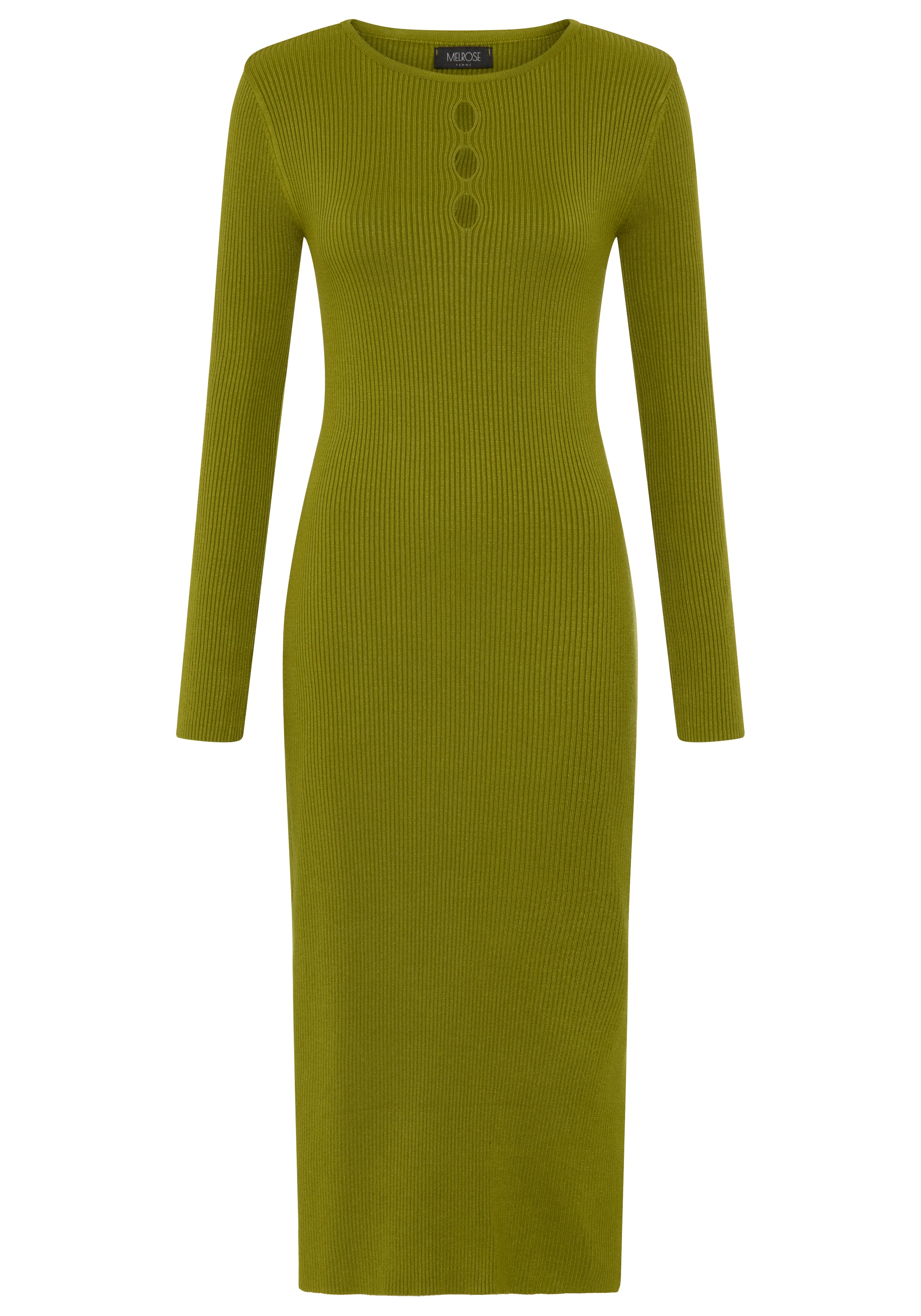 Melrose Robe en tricot de longueur midi avec découpes féminines et fente latérale