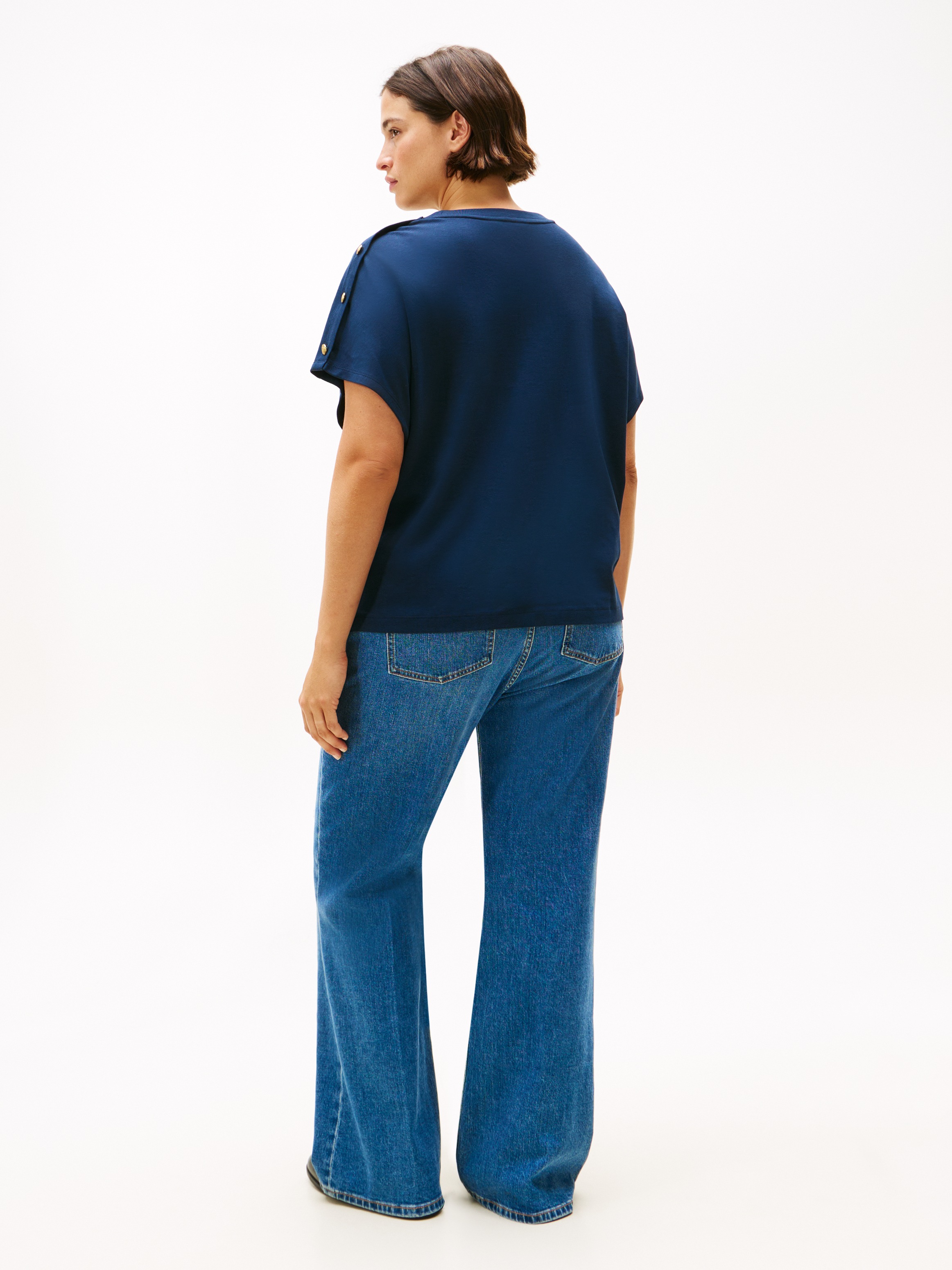 Tommy Hilfiger Curve Kurzarmshirt »CRV GOLD BUTTON SS TEE«, in grossen Grössen