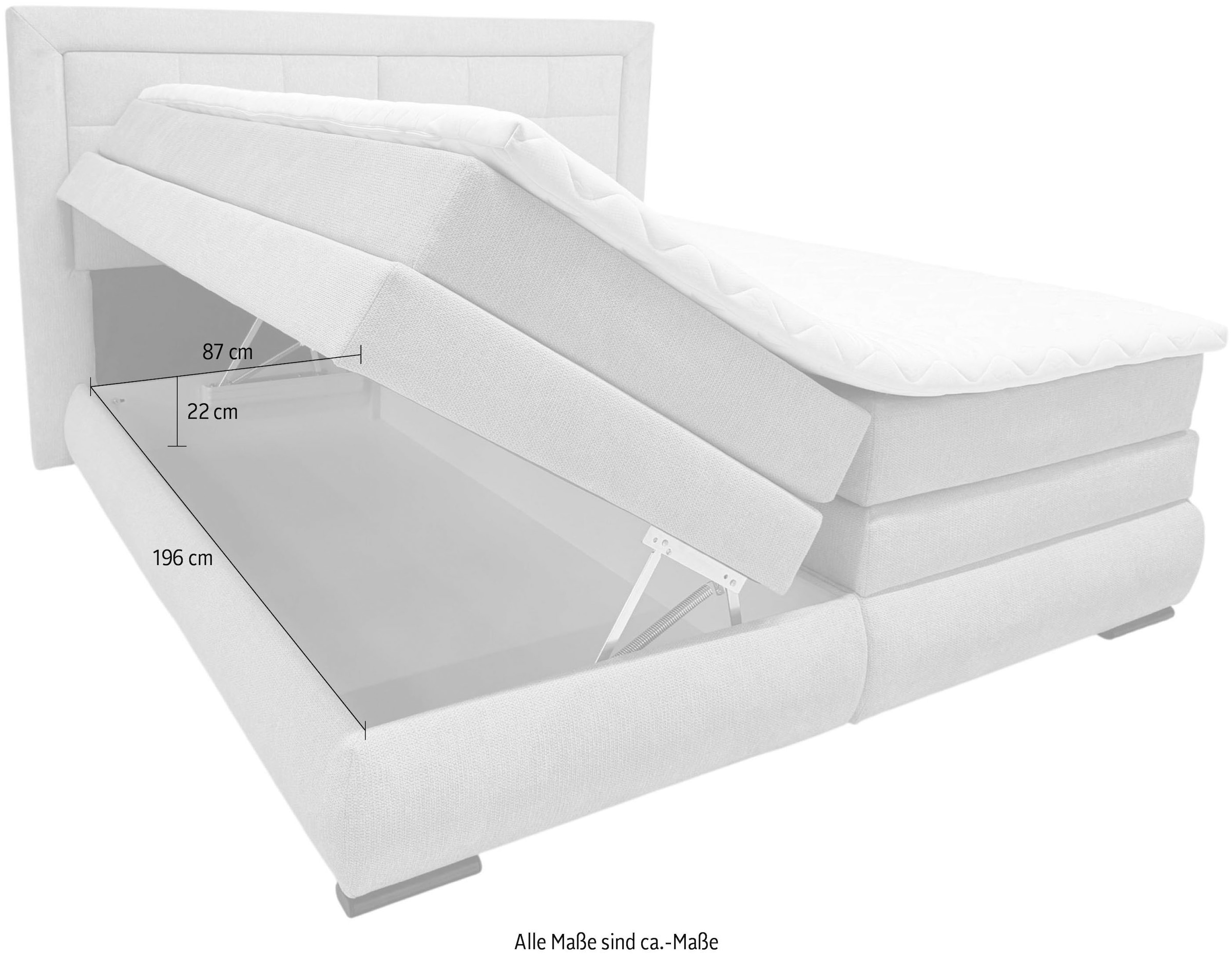 GOODproduct Boxspringbett »MIVVA inkl. Bettkasten & Topper, Komfortliegehöhe: 67cm, Breite: 180cm« in H3, H4 oder Hmix H3/H4, wahlweise mit oder ohne LED-Leuchten