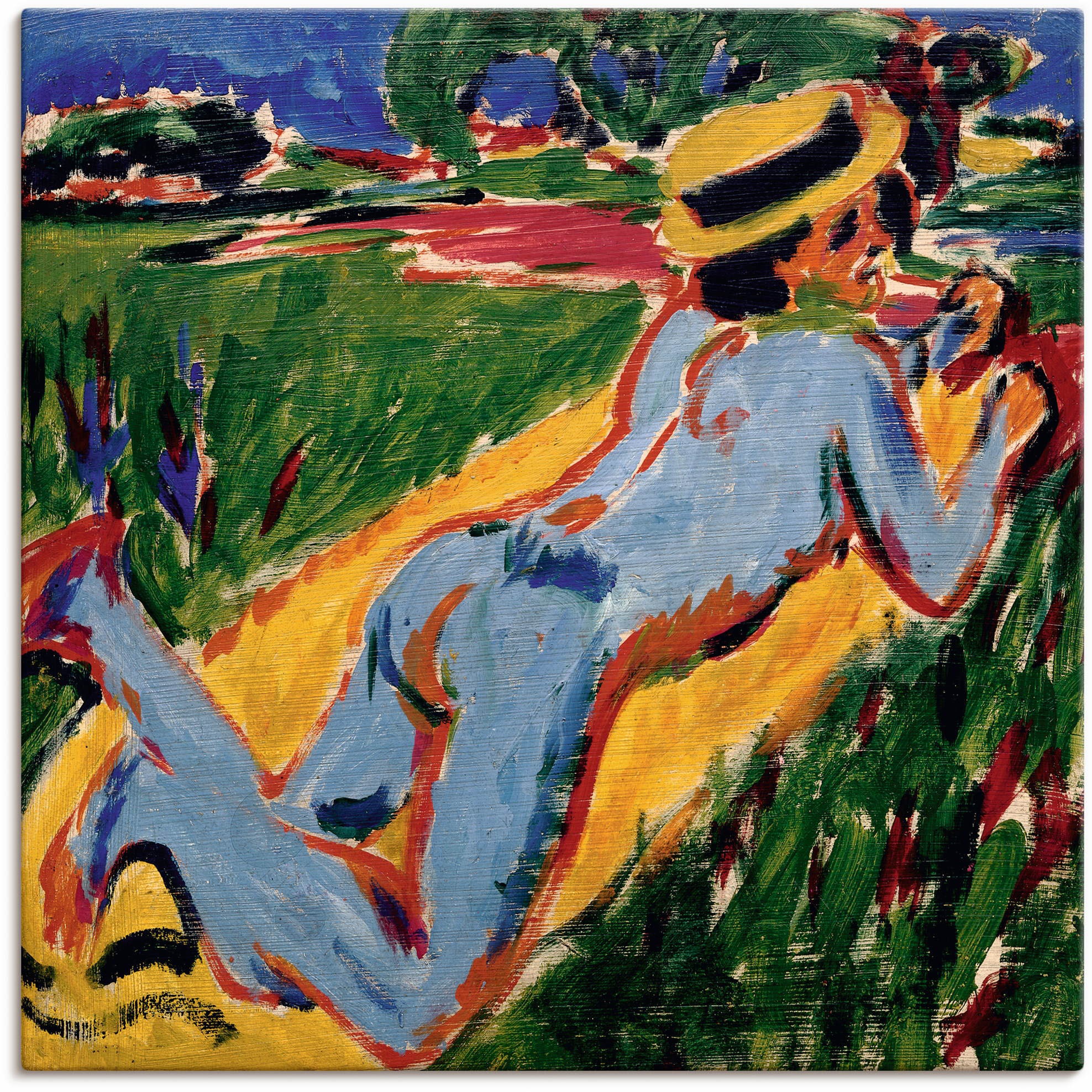 Image of Artland Wandbild »Liegender blauer Akt mit Strohhut. 1909«, Erotische Bilder, (1 St.), in vielen Grössen & Produktarten - Alubild / Outdoorbild für den Aussenbereich, Leinwandbild, Poster, Wandaufkleber / Wandtattoo auch für Badezimmer geeignet bei Ackerm