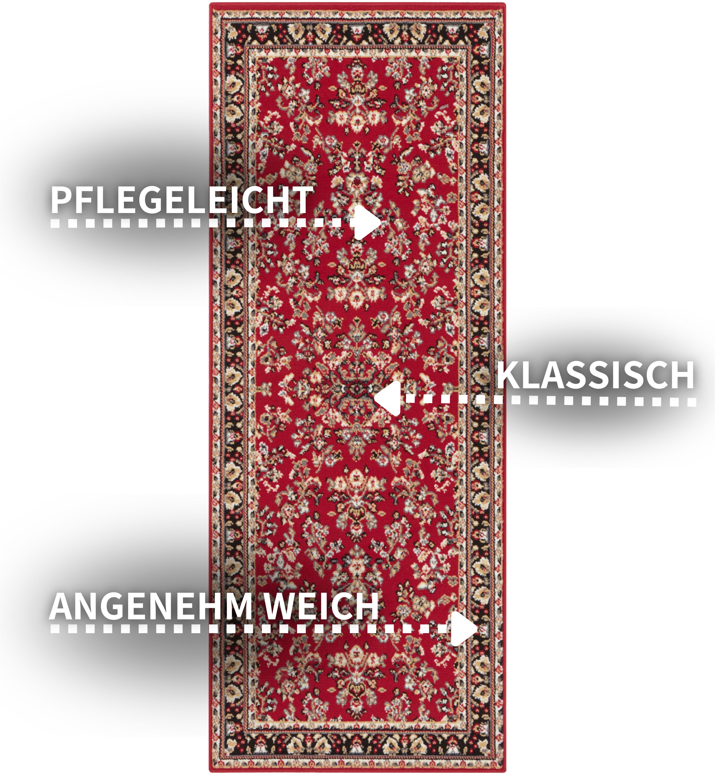 my home Teppich »Halton«, rechteckig, 8 mm Höhe, Kurzflor, Orient-Optik, mit Bordüre, Läufer, pflegeleicht, gekettelt