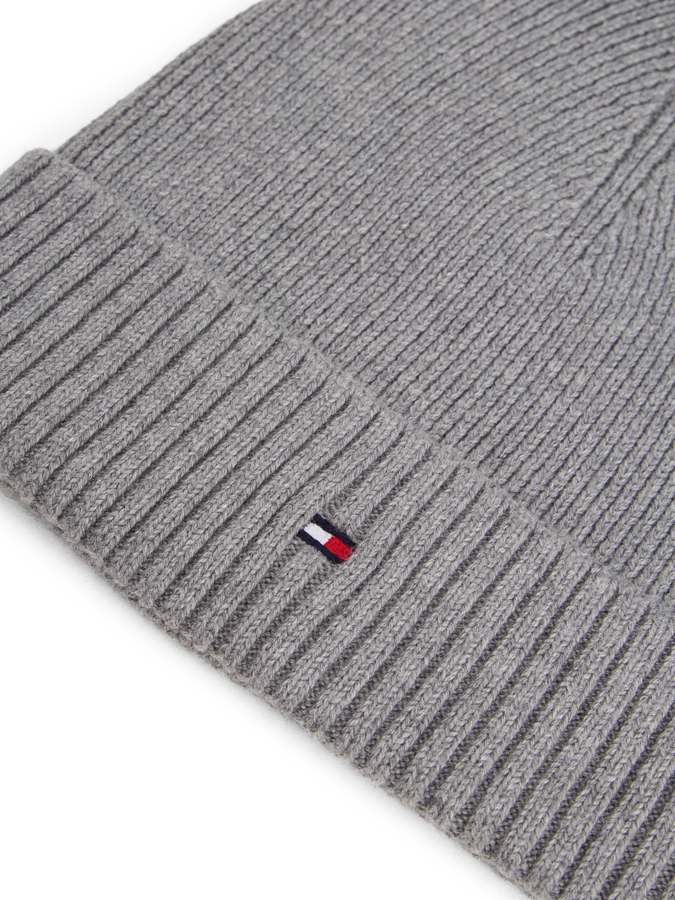 Tommy Hilfiger Bonnet tricoté »TH FLAG PIMA COTTON BEANIE« Beanie mit Logostickerei, mit Kaschmiranteil Unisex