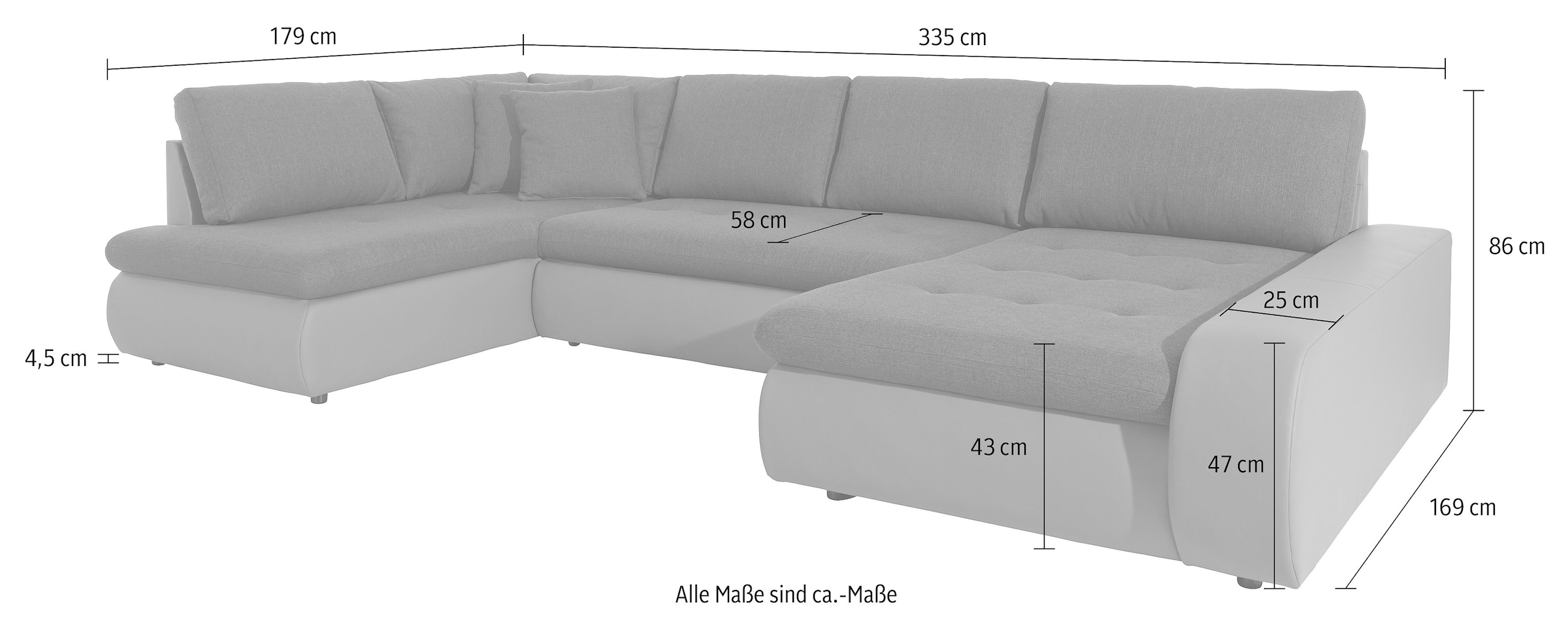 TRENDMANUFAKTUR Wohnlandschaft »Indie II, U-Form«, wahlweise mit Bettfunktion