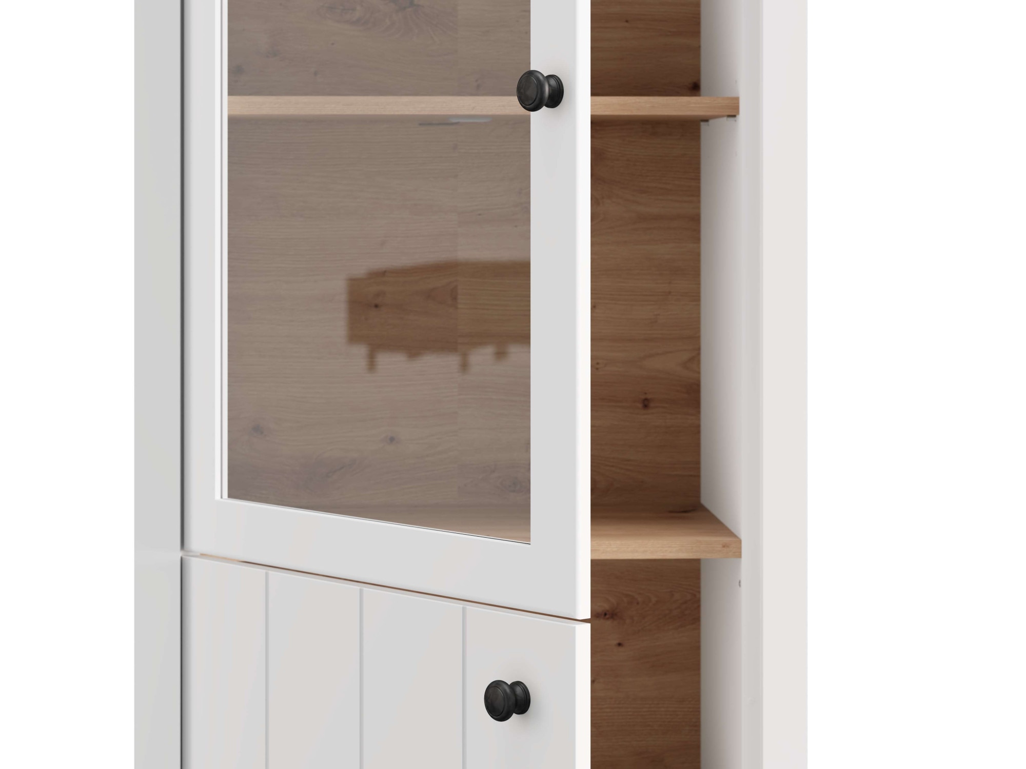 Home affaire Vitrines »BEDFORD Vitrinenschrank, Glasschrank, Standvitrine, Highboard« Profil MDF 2D revêtu, estampage à chaud, chants ABS 1 mm, 4 tablettes