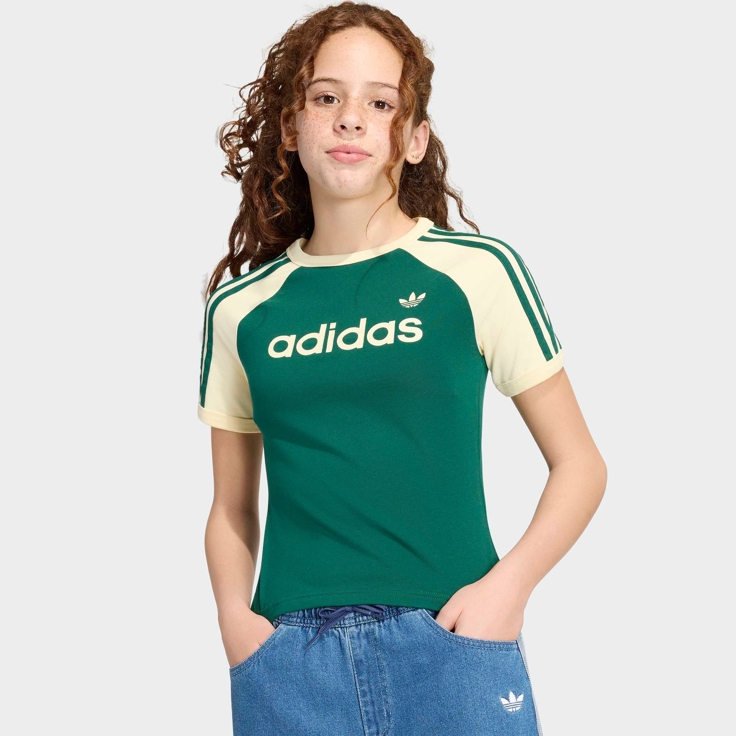 Image of adidas Originals T-Shirt "3-STREIFEN SLIM" für Kinder, Basic-Design, aus Baumwolle und Elasthan