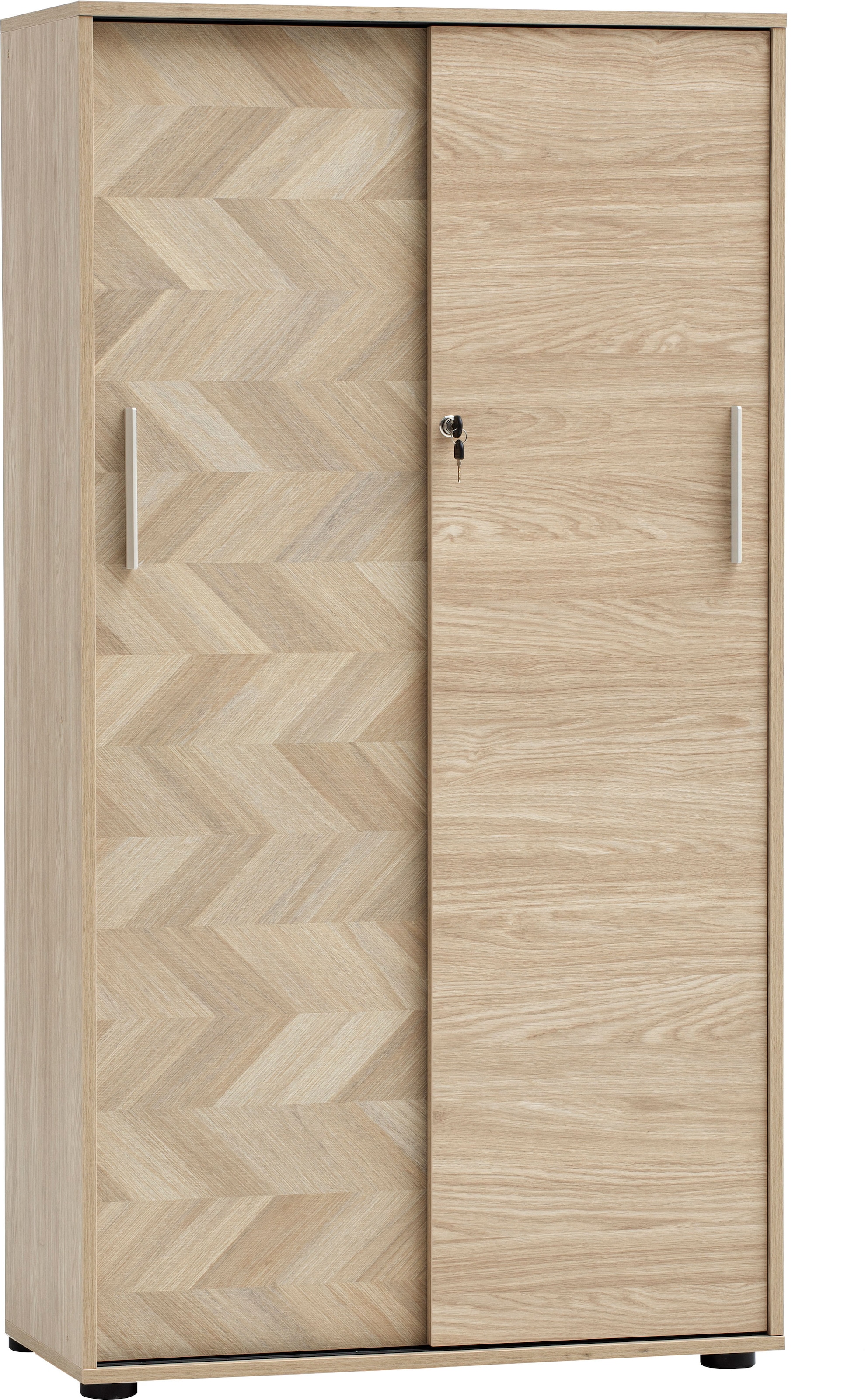 Image of Schildmeyer Schiebetürenschrank "AREZZO, Aktenschrank abschliessbar, Höe 150 cm, MADE IN GERMANY" 1 Stk. tlg. Linke Tür in Fischgräten Dekor, MADE IN GERMANY