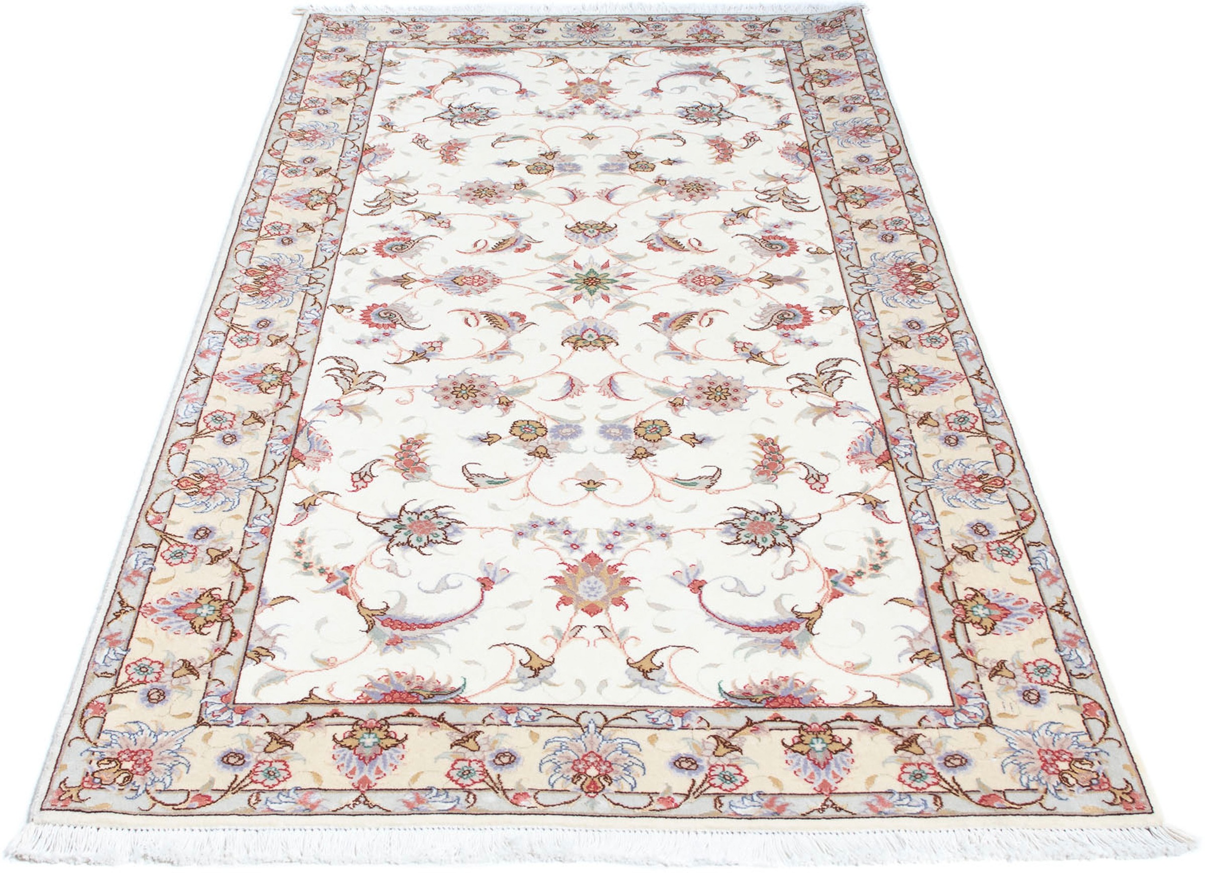 Image of morgenland Orientteppich »Perser - Täbriz - Royal - 196 x 100 cm - beige«, rechteckig, 7 mm Höhe, Wohnzimmer, Handgeknüpft, Einzelstück mit Zertifikat bei Ackermann Versand Schweiz