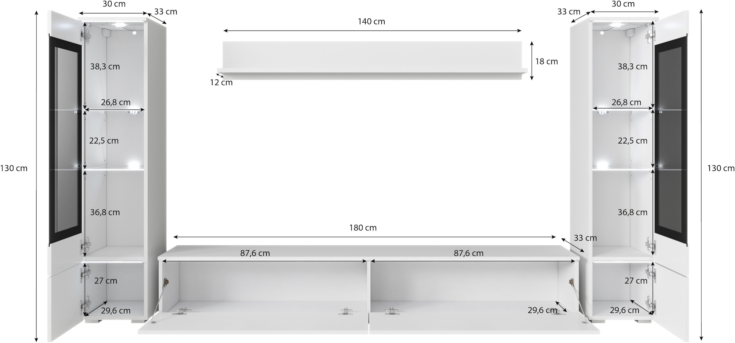 Home affaire Meuble mural »VERA II« Ensemble complet, 4 cuis tlg.