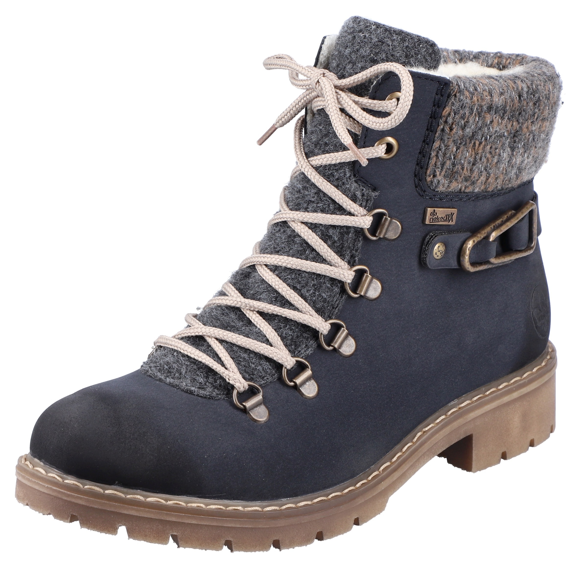 Image of Rieker Winterstiefelette, Winterboots, Schnürboots mit Strickrand und Rieker-TEX