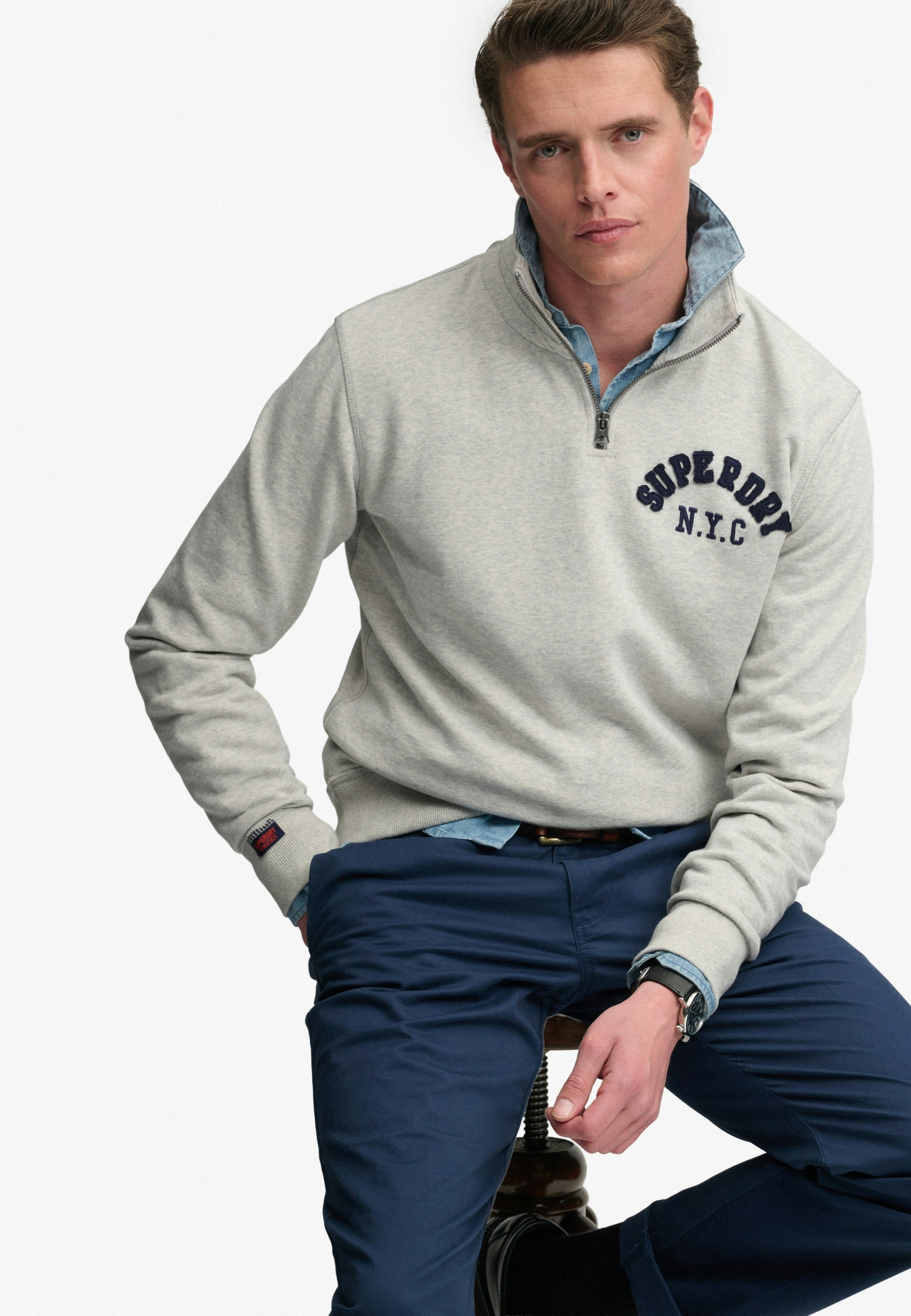Superdry Sweatshirt »VINTAGE ATHLETIC HALF ZIP«, mit hoch geschlossenem Ausschnitt, Loose Fit, in normaler Länge
