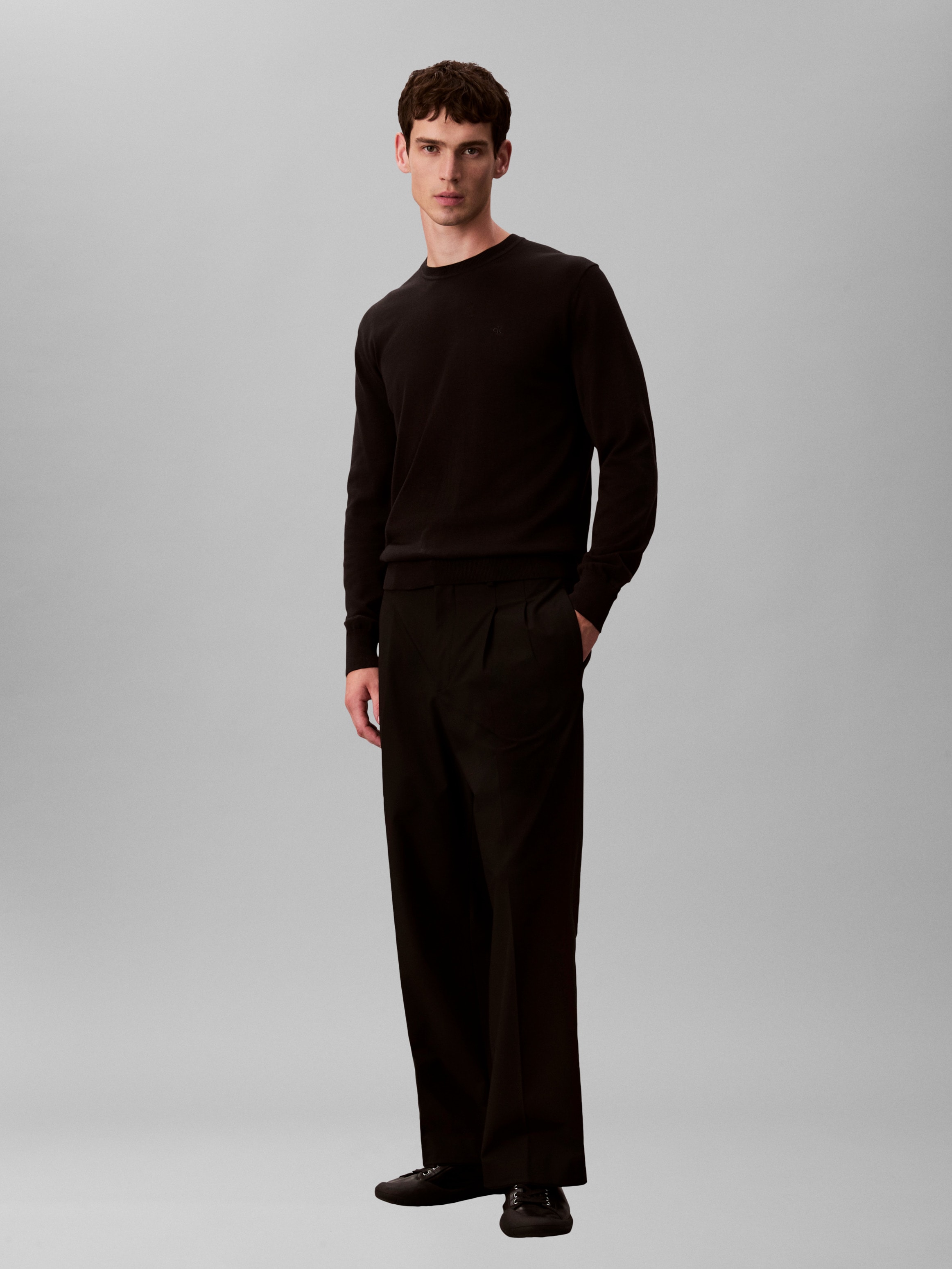 Calvin Klein Pull en tricot »LS SUPIMA COTTON CREW 14GG« avec encolure ronde