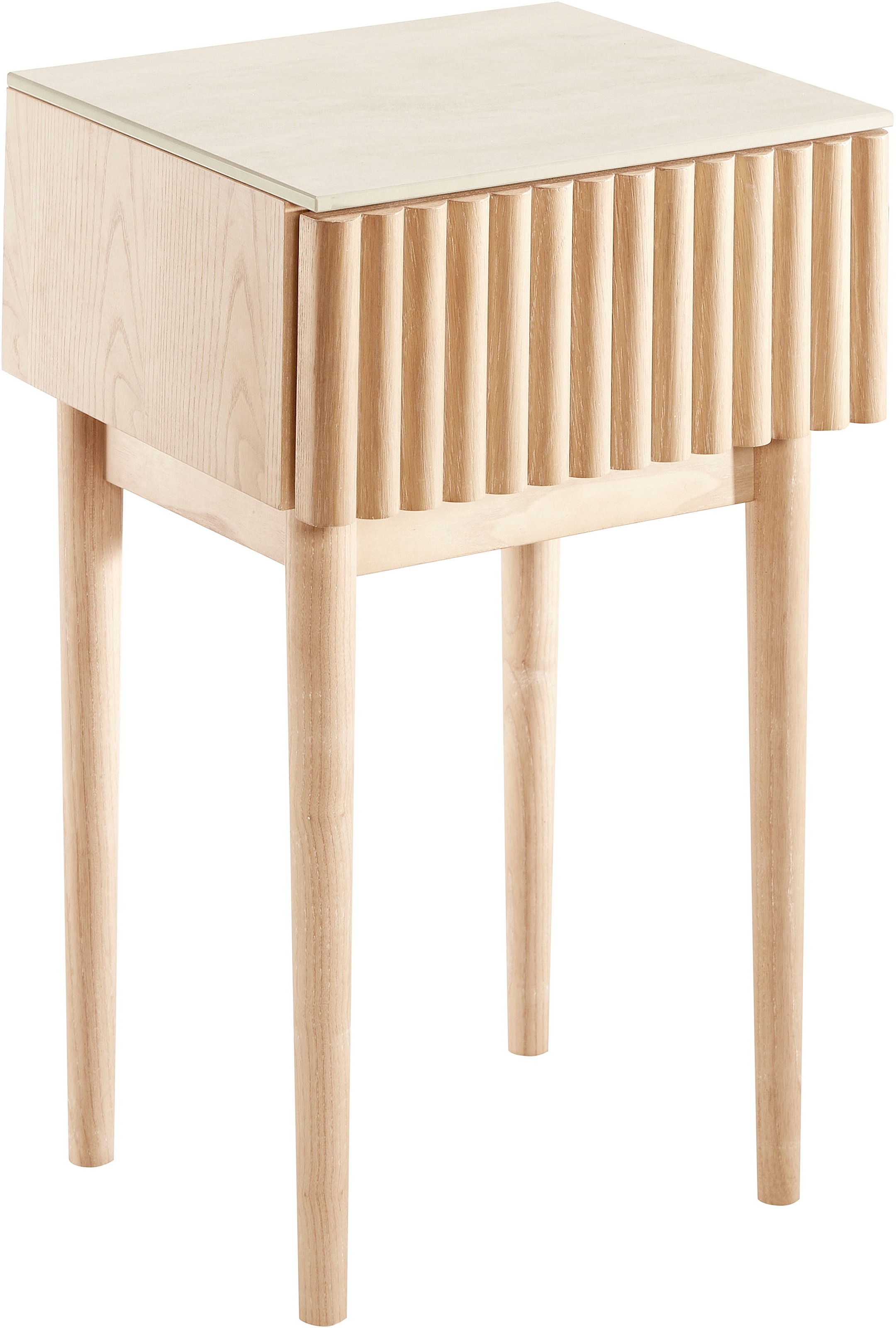 homsy by Ana Johnson Nachttisch »Solva« geriffelte Front, helle Holzoptik aus Eschenholz, Breite 39 cm
