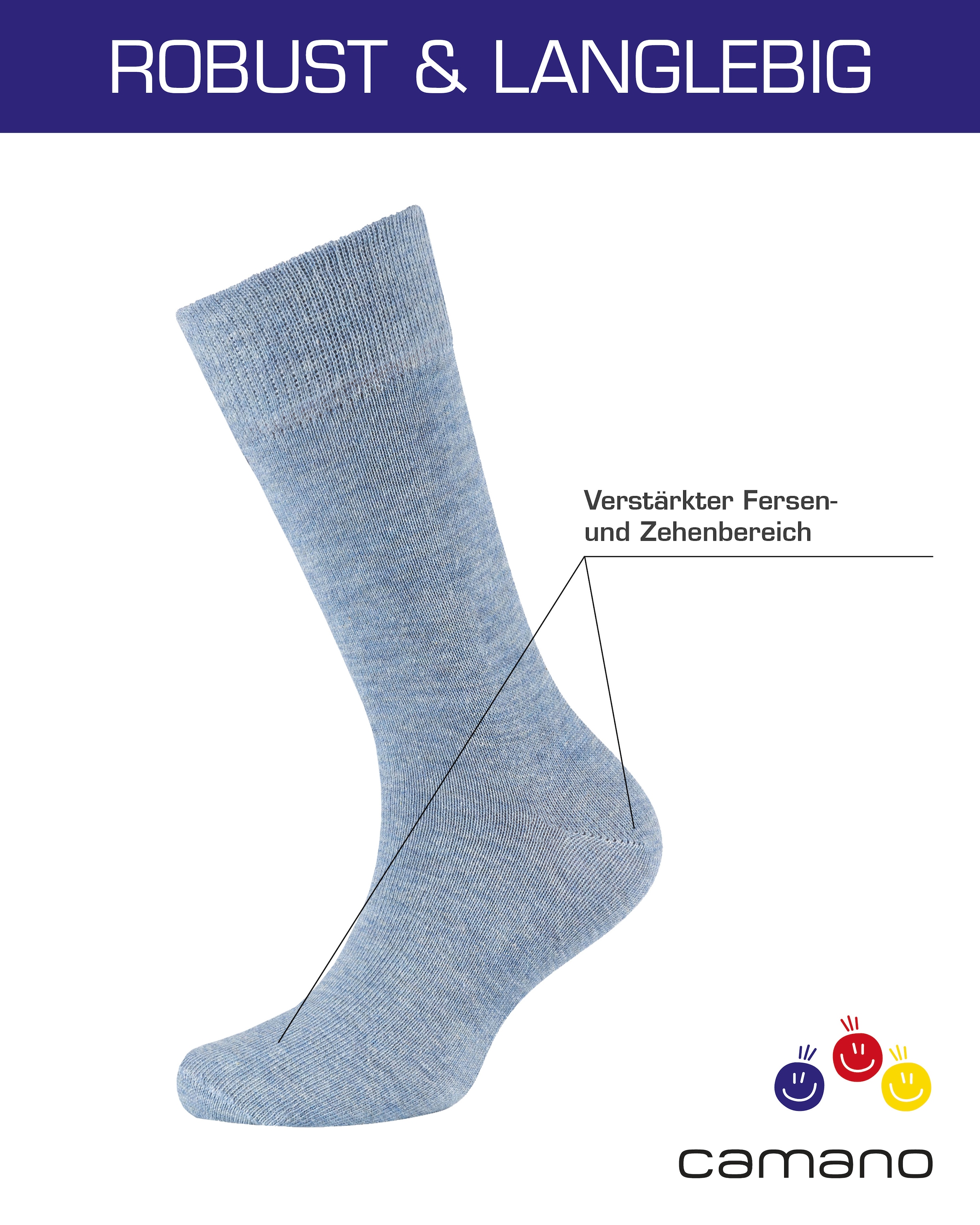 Camano Chaussettes »ca-soft« 6 Paar,  mit Komfortbund und gepolsterten Zehen-/Fersenbereich