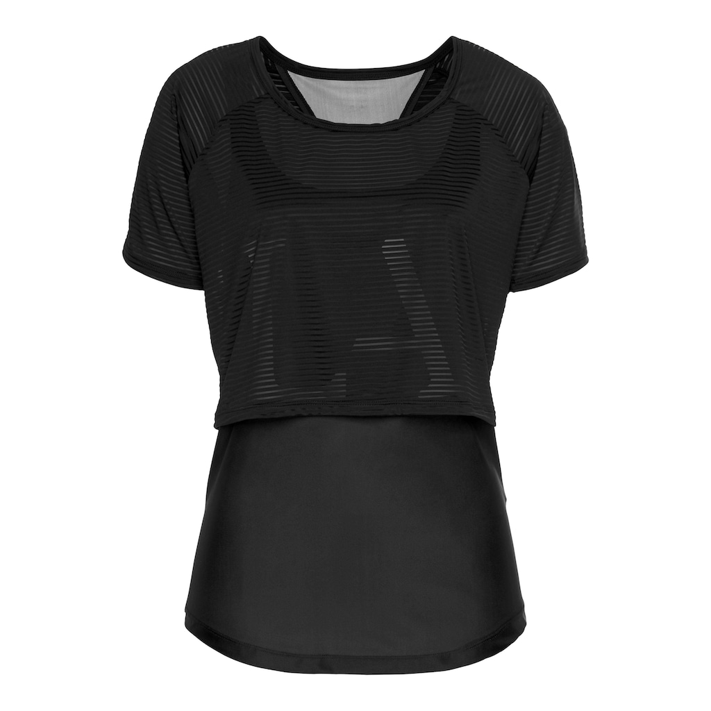 LASCANA ACTIVE Funktionsshirt »Digital Mauve«, 2 in 1 T-Shirt im Layer-Design