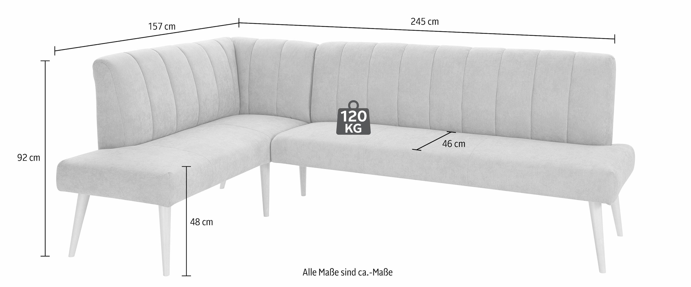 exxpo - sofa fashion Eckbank »Costa, moderne Rückensteppung, bequem und elegant, hoher Holzfuss«, hochwertig verarbeitet, Frei im Raum stellbar