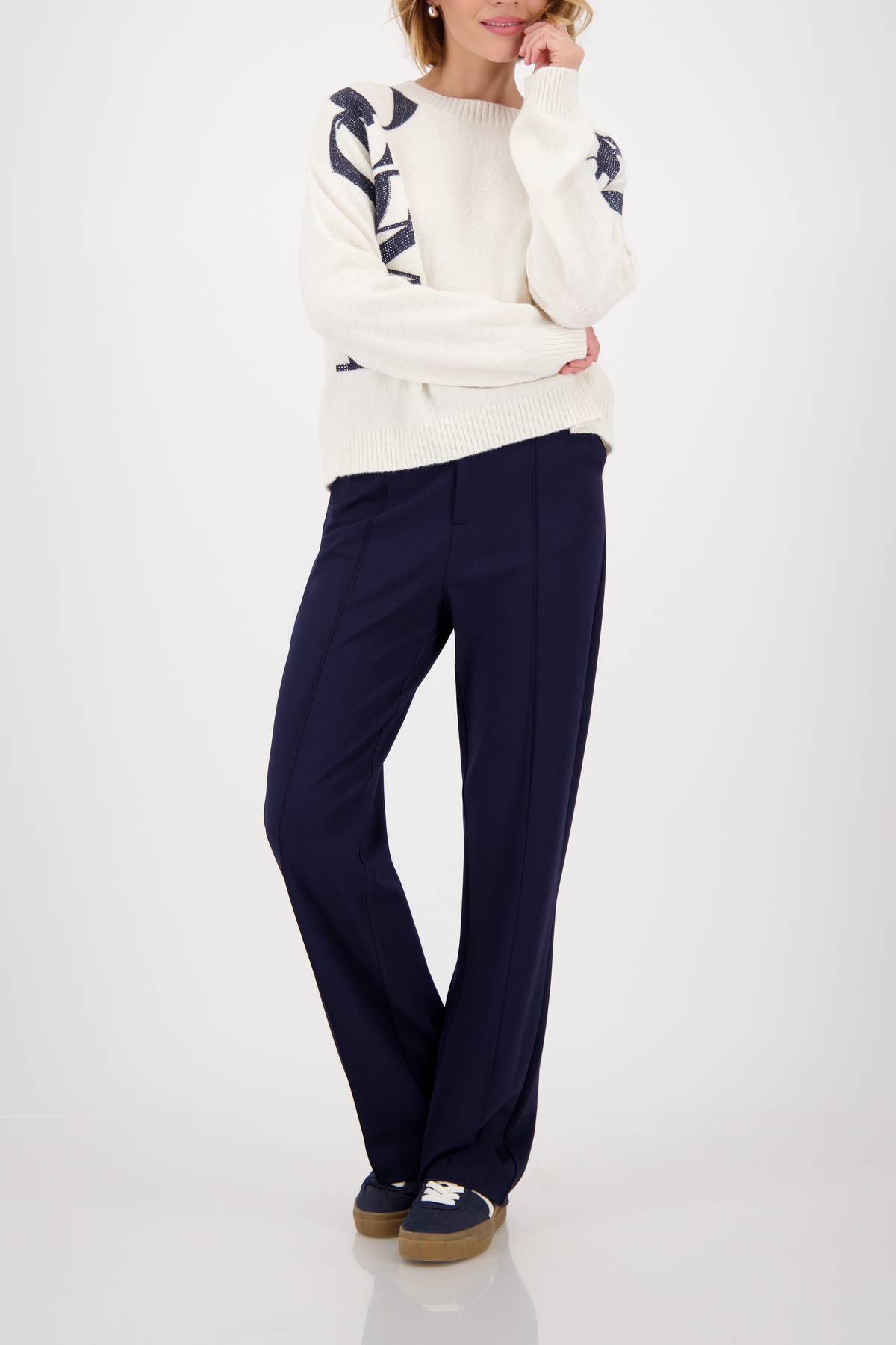 Monari Pull en tricot »Pullover Buchstaben« Regular fit mit Rundhalsausschnitt