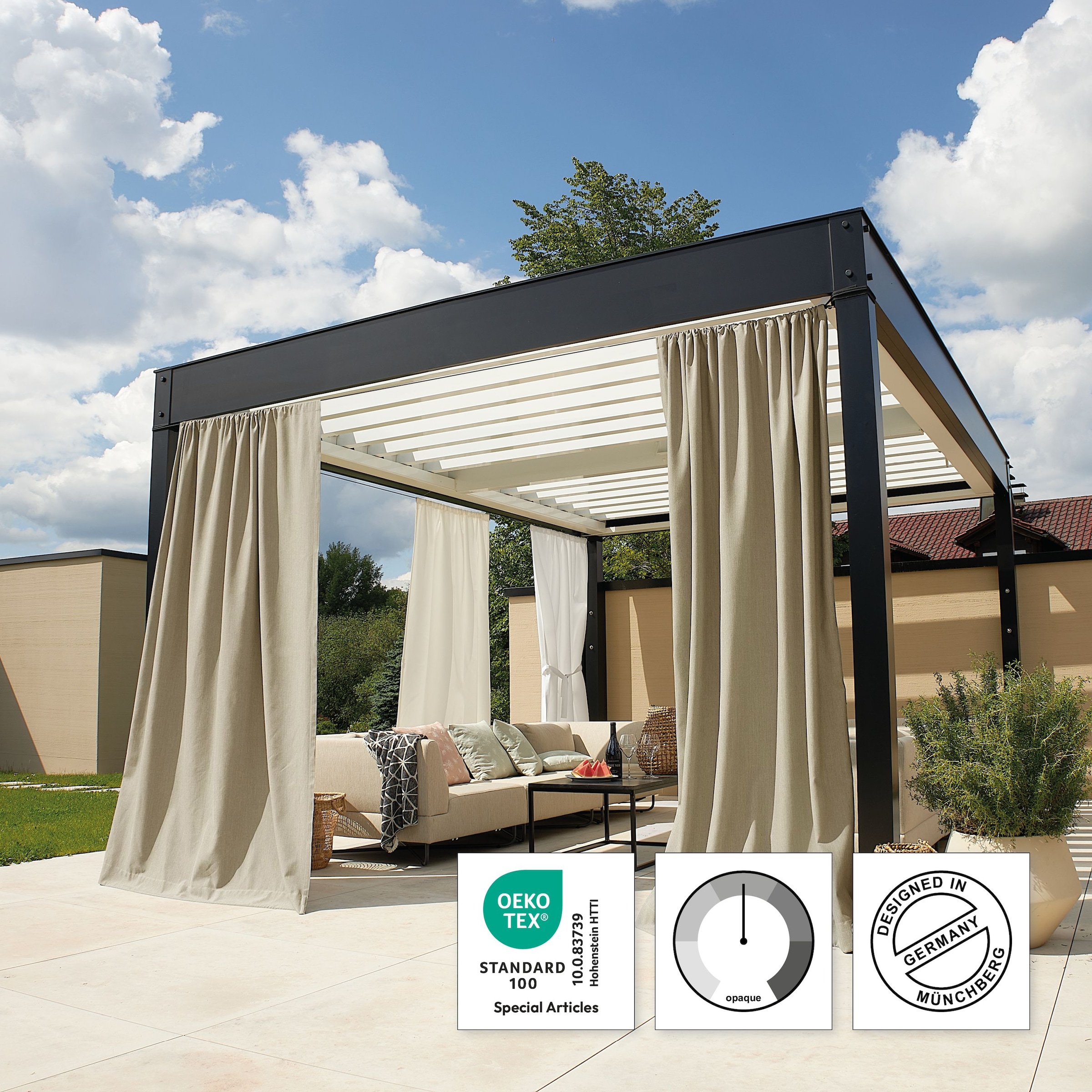 Neutex for you! Vorhang nach Mass »Outdoorvorhang SOLERO« Stangendurchzug 1 Stk. tlg. Uni Outdoorvorhang mit leichter Struktur
