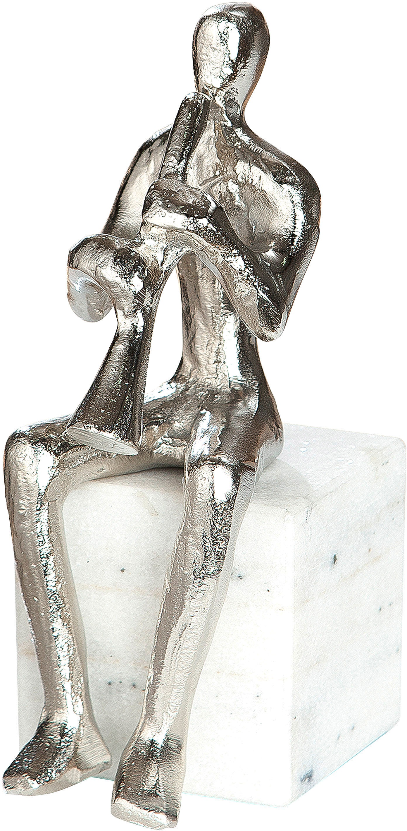 Image of GILDE Dekofigur »Skulptur Klarinettenspieler, silberfarben«, (1 St.), Dekoobjekt, Höhe 21 cm, aus Metall, Sockel aus Marmor, Wohnzimmer bei Ackermann Versand Schweiz