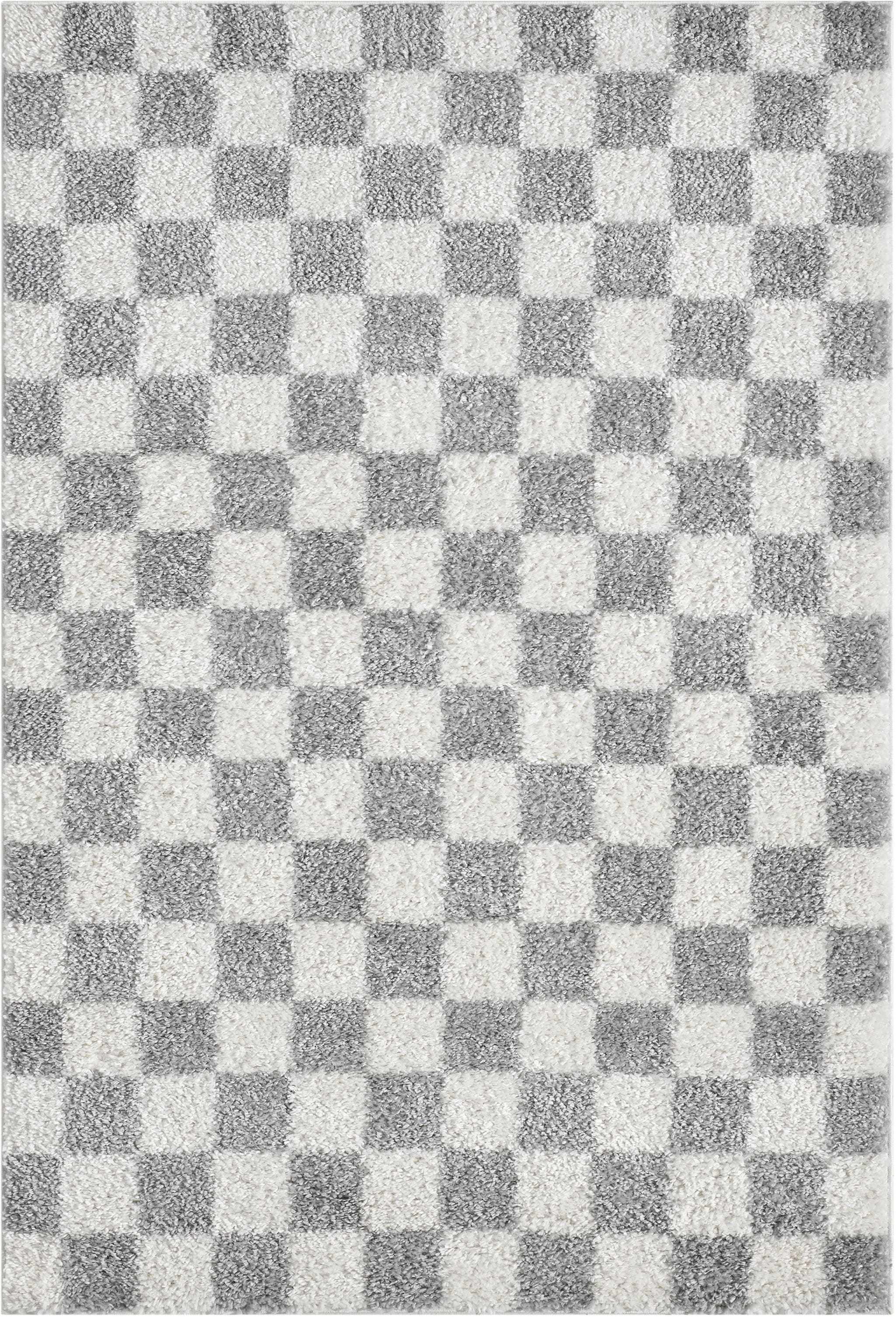 GOODproduct Hochflor-Teppich »Kiiki, Karo-Muster« rechteckig 30 mm Höhe Kariert, auffälliges Schachbrettmuster, Wohnzimmer, Schlafzimmer