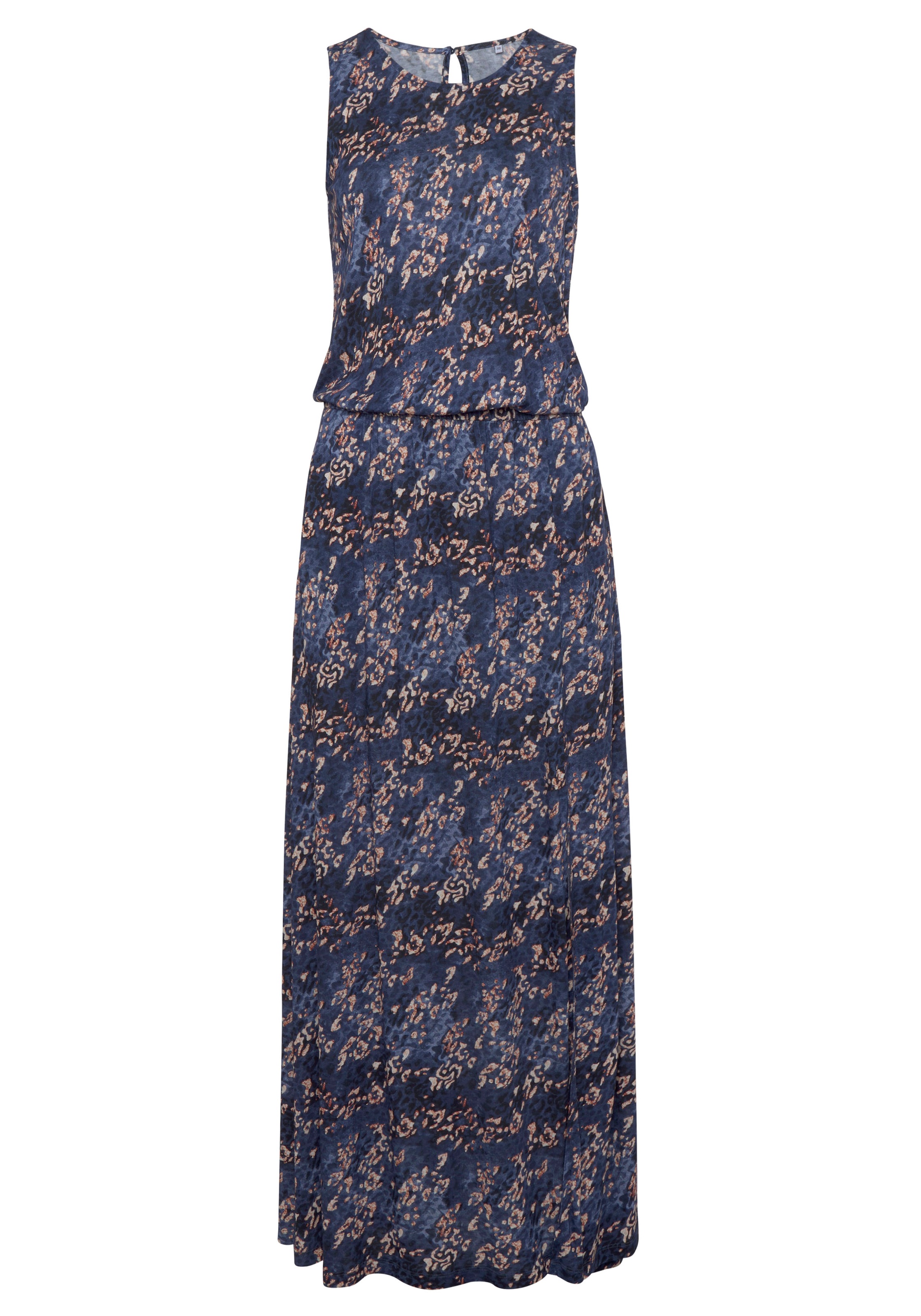 Vivance Maxikleid "mit Seitennahttaschen und Schlitz" Seitennahttaschen lockeres Sommerkleid, Strandkleid mit Animaldruck, langes Jerseykleid