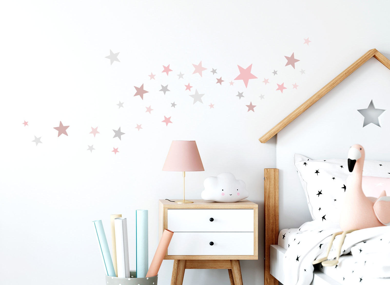 Image of little DECO Wandtattoo »Little Deco Wandtattoo 60 Sterne rosa grau« bei Ackermann Versand Schweiz