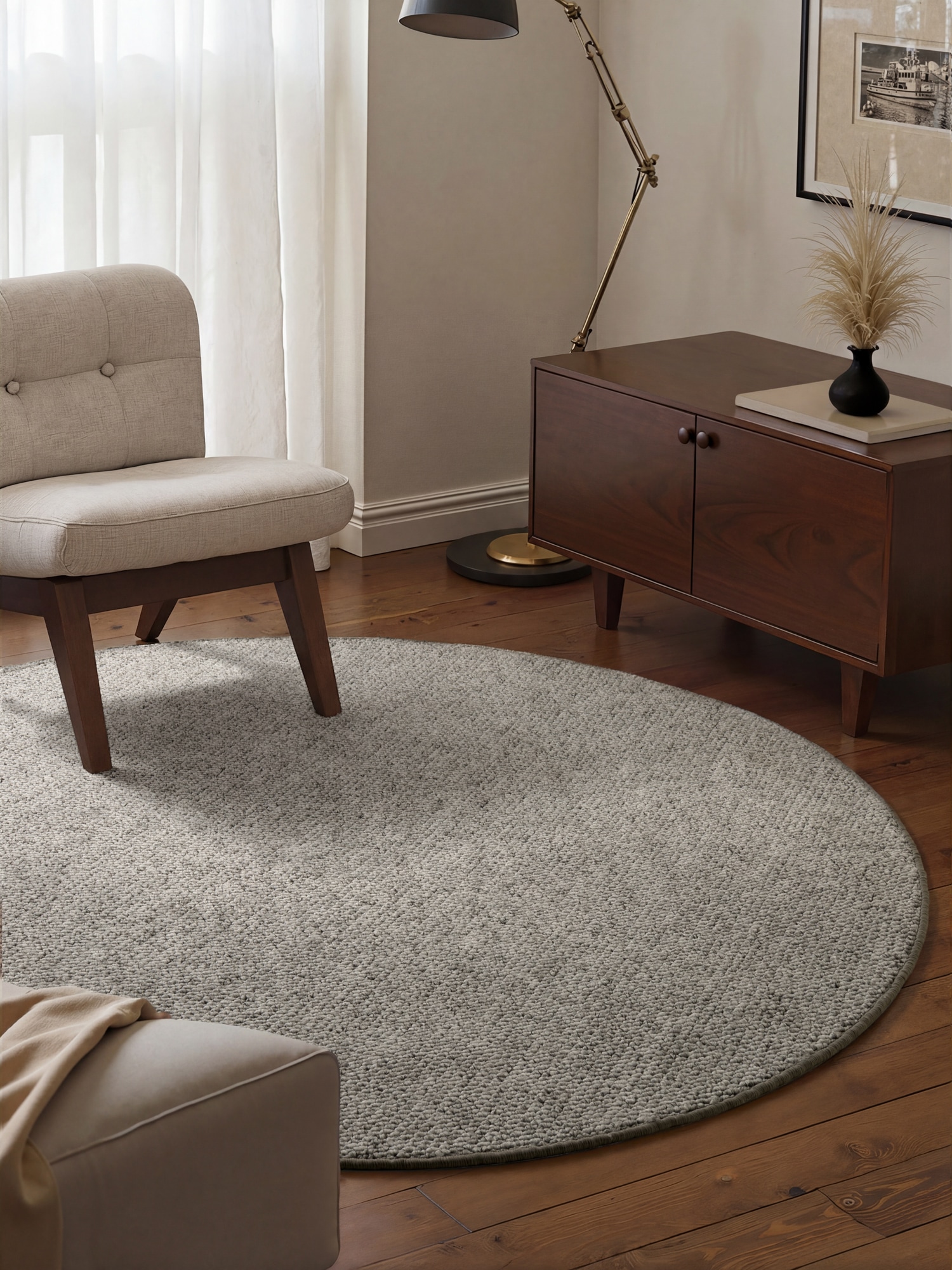 Image of HANSE Home Teppich "Wolly 2" rund 12 mm Höhe Flachgewebe, Skandi, Woll-Optik, Esszimmer, Wohnzimmer, Flur