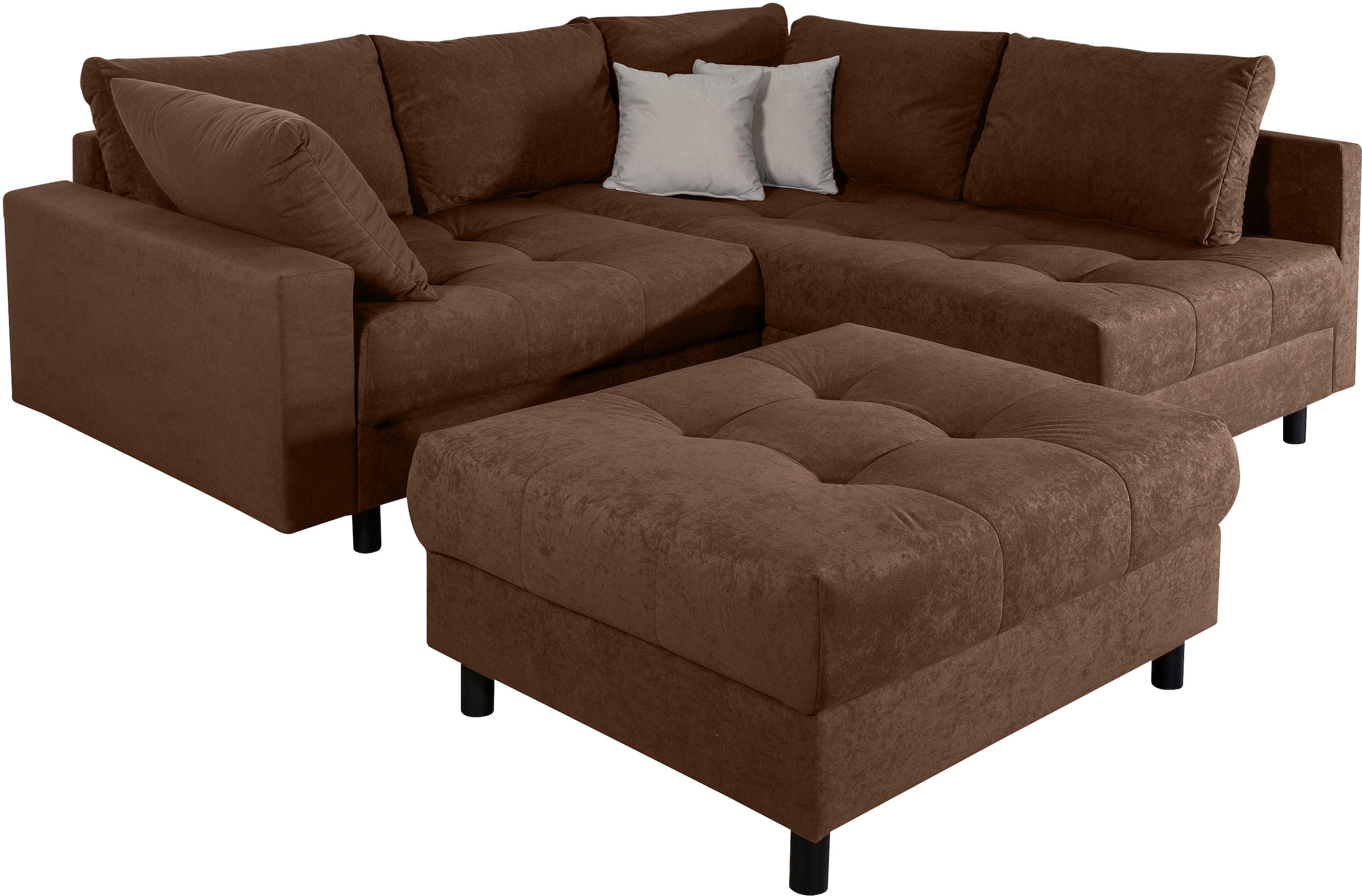 COLLECTION AB Ecksofa »Antonia L-Form, B: 215 cm« Ecksofa, Rückenkissen, ottomane beidseitig montierbar, Bonnelfederkern