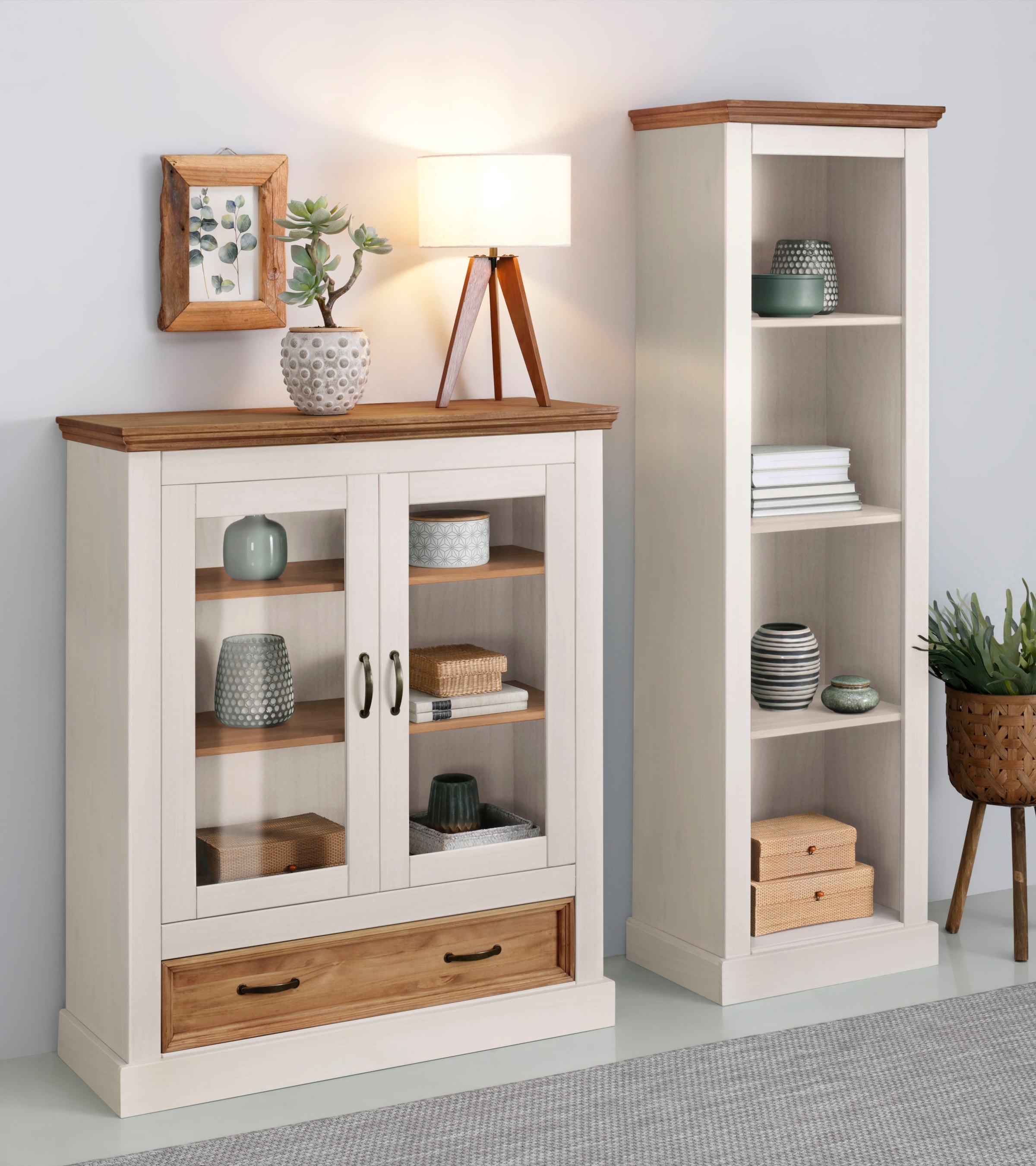 Home affaire Stauraumregal »Selma« 1 Stk. tlg. Kiefernholz, feste und verstellbare Böden, Breite 55 cm, Höhe 180 cm