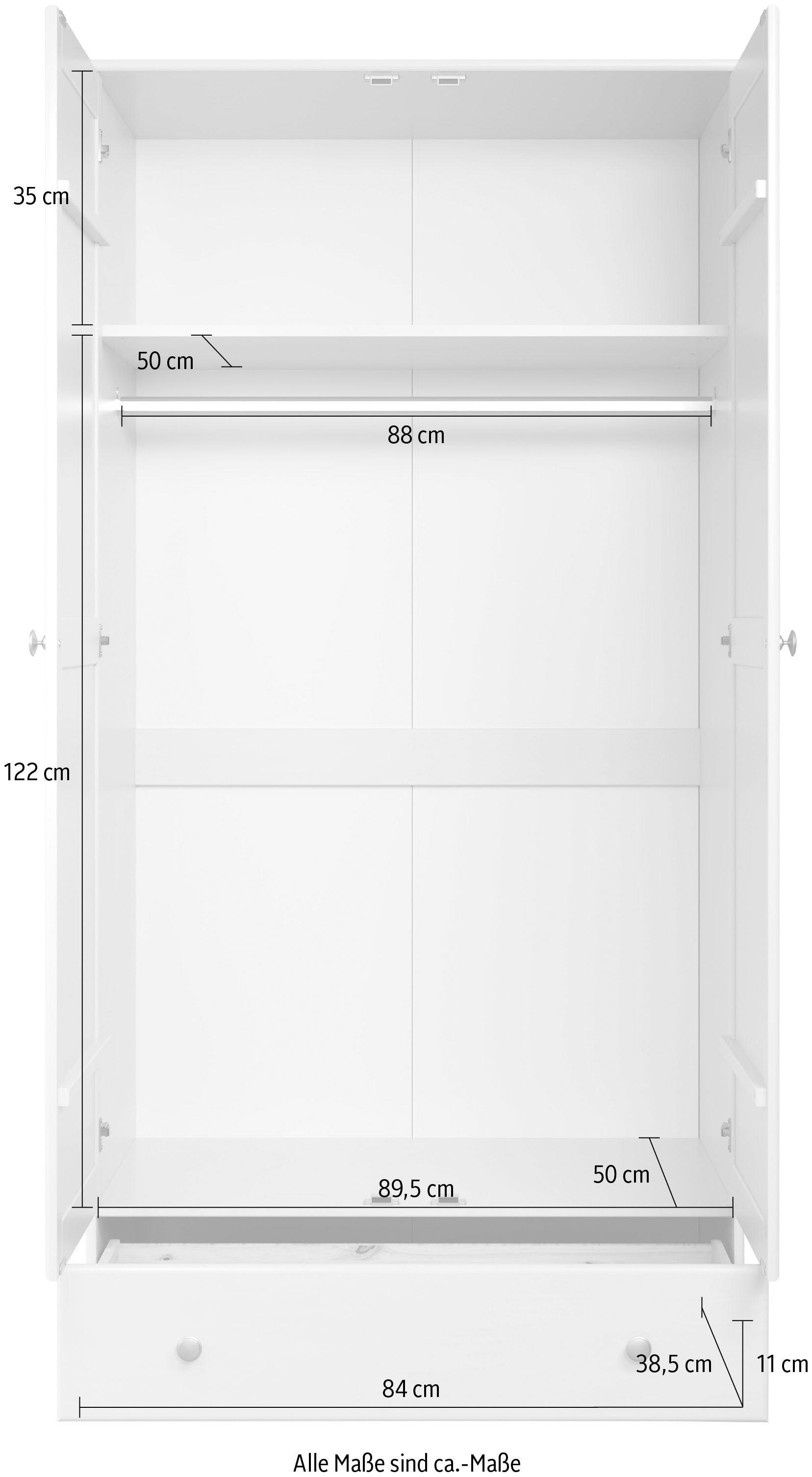 Home affaire Kleiderschrank »Delsbo Garderobenschrank Wäscheschrank Schlafzimmer Massivholz« Bestseller Schrank in Landhaus Design, 1 Stk. tlg. Drehtürenschrank aus Kiefernholz - mit Schublade und Kleiderstange