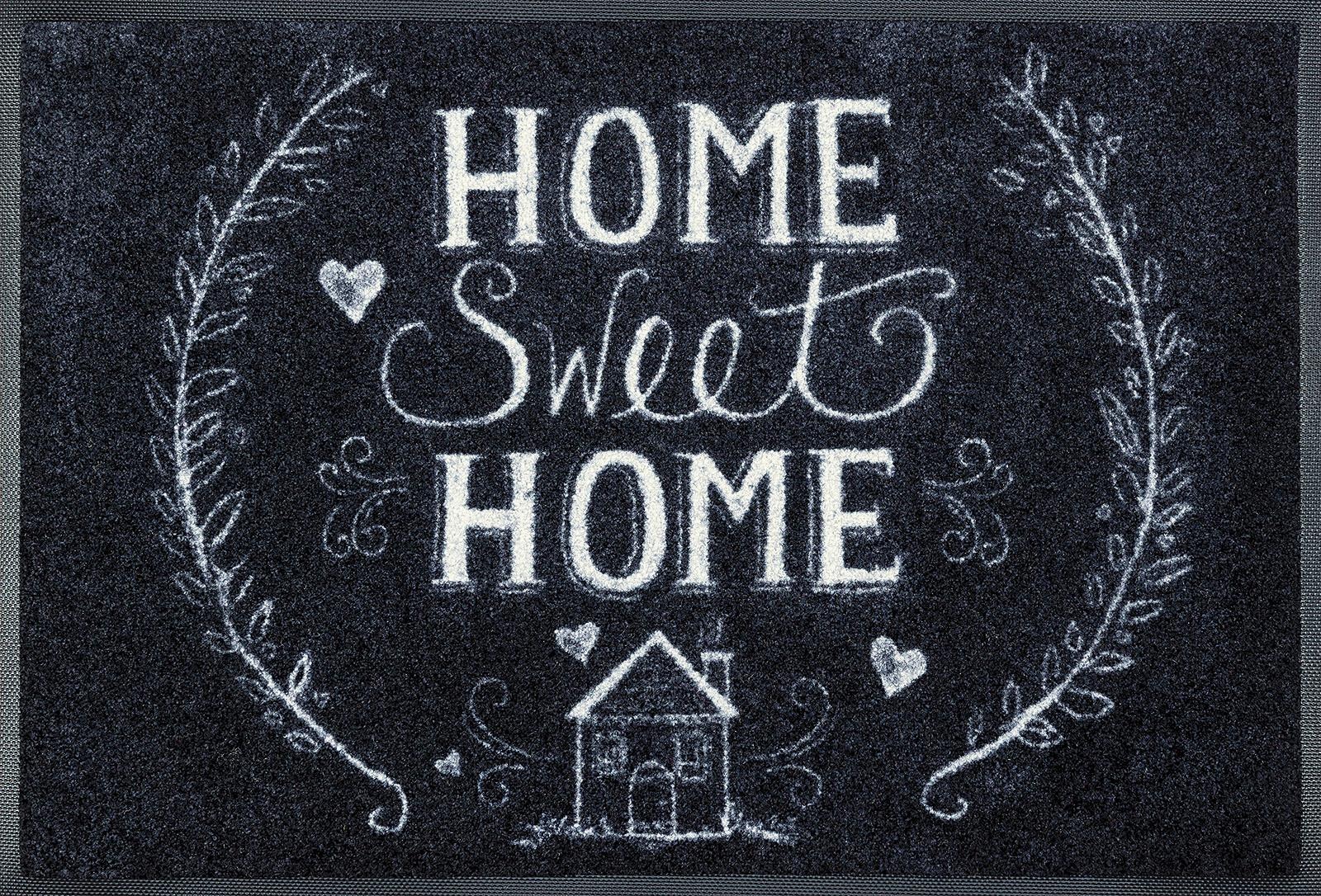 Image of wash+dry by Kleen-Tex Fussmatte "Chalky Home" rechteckig 7 mm Höhe Schmutzfangmatte, mit Spruch, rutschhemmend, waschbar