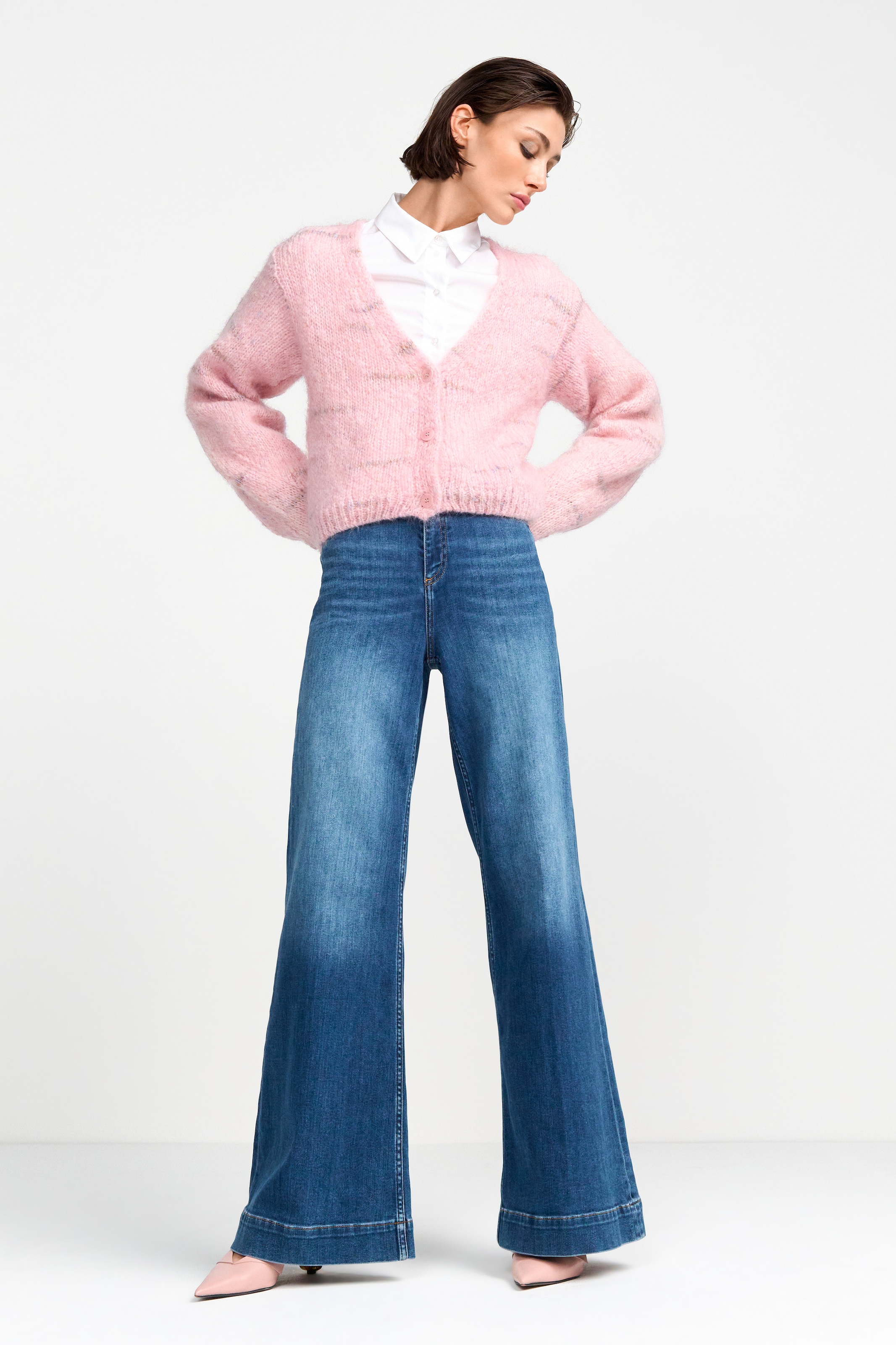 RICHROYAL Weite Jeans »NOS MR SC F Blue«, Hoher Bund, weites Bein, dezente Waschung