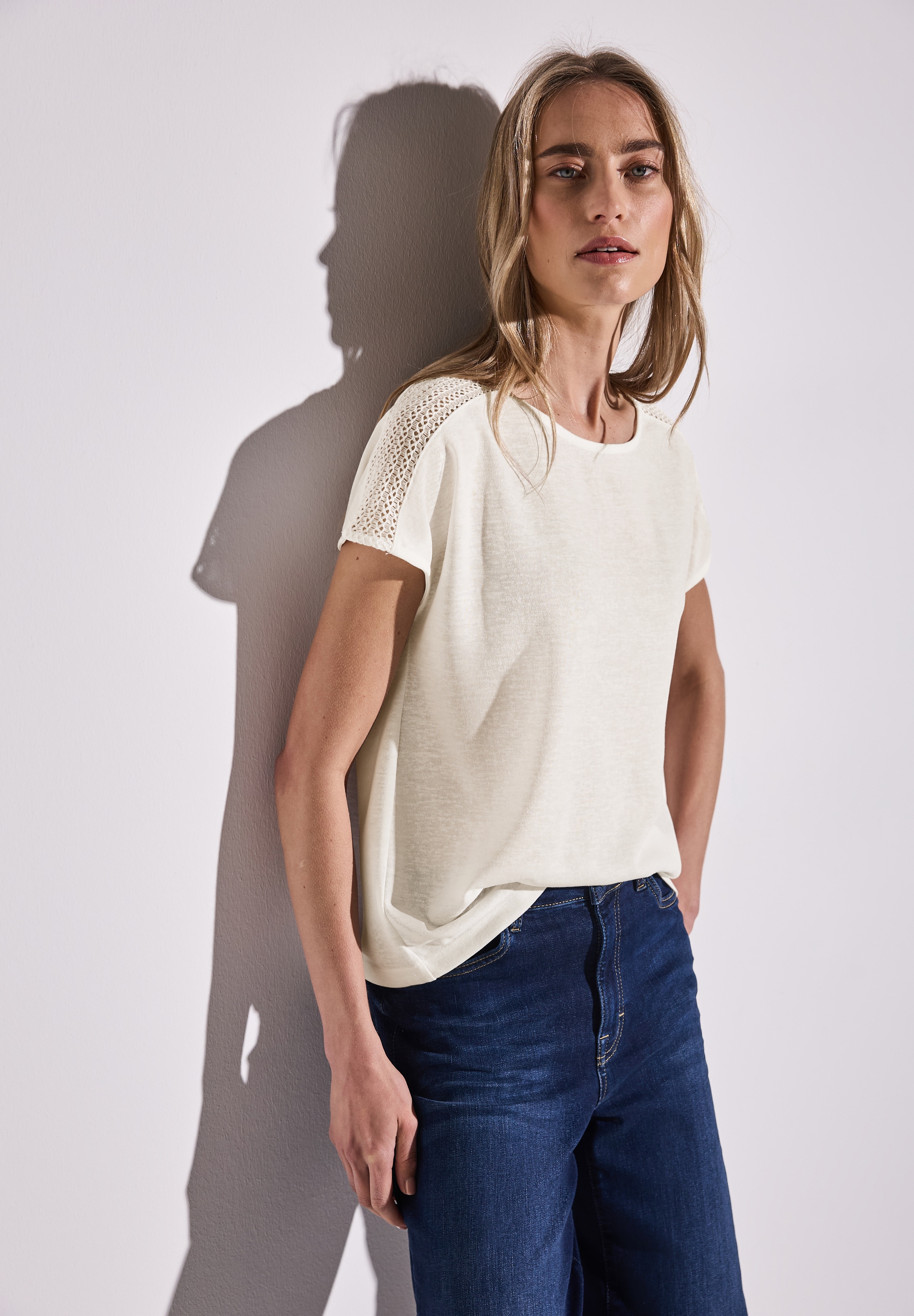 STREET ONE T-Shirt, mit Spitzendetail