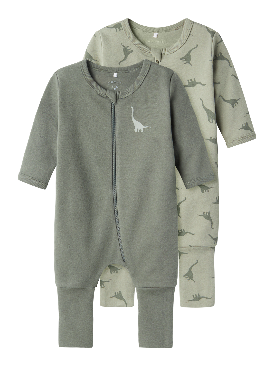 Name It Pyjama »NBMNIGHTSUIT 2P ZIP FF GREEN DINO« Packung, 2 pièces praktisches 2-er Pack, mit Dino Druck