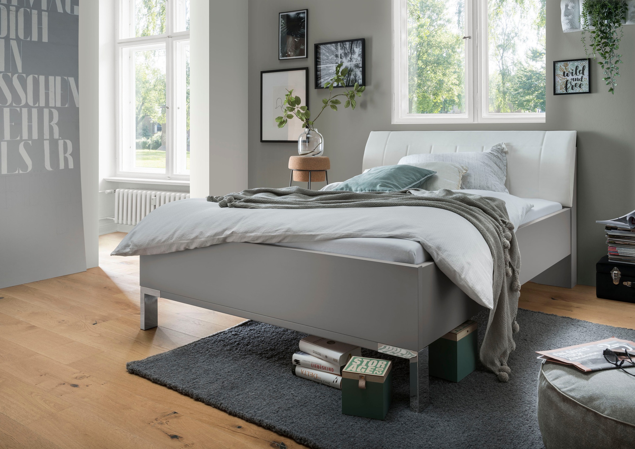WIEMANN Futonbett »Monaco, Bettgestell, Bettrahmen, komfortables Polsterkopfteil«, (4-fache Liegehöhenverstellung, MADE IN GERMANY), Polsterkopfteil aus Kunstleder, verschiedene Grössen, in Komforthöhe