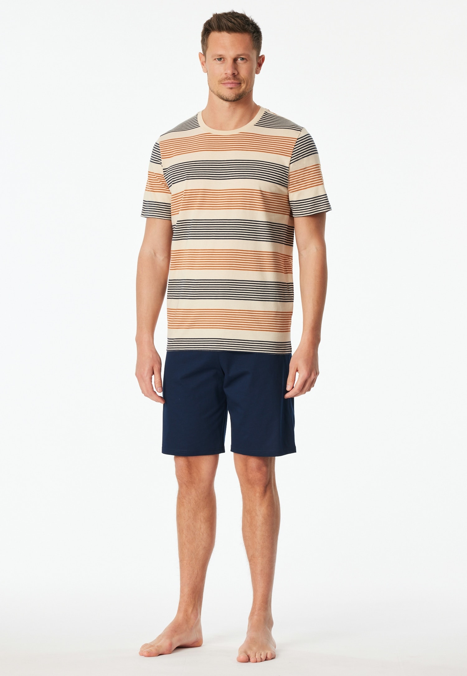 Schiesser Shorty »Casual Nightwear« 2 mit Rundhalsausschnitt und kurzen Ärmeln, in Single-Jersey Qualität