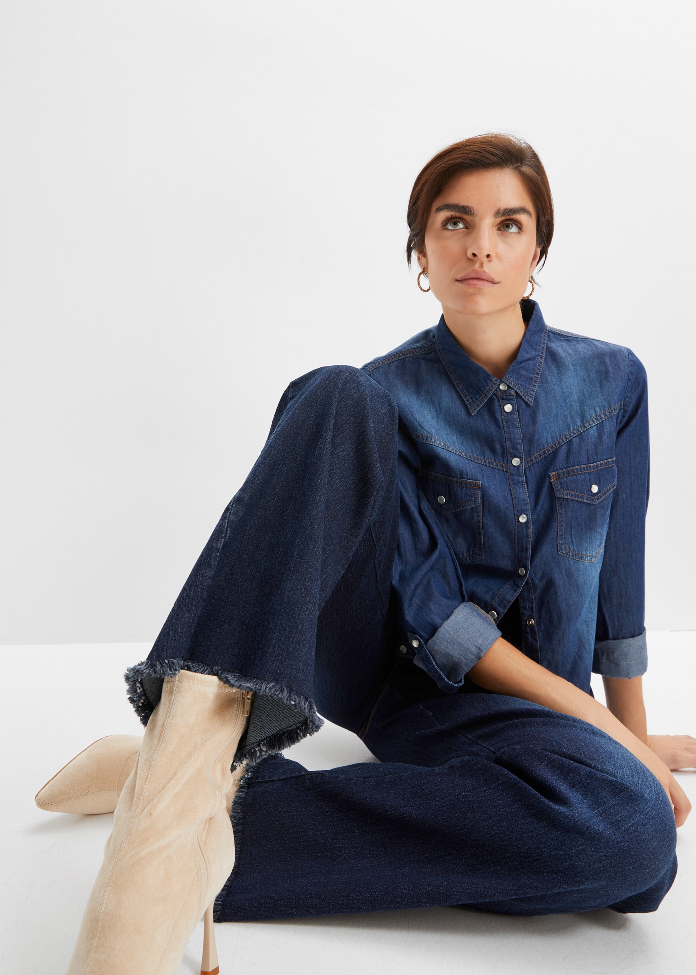 bonprix Weite Jeans »Wide-Leg-Jeans, High Waist« Wide-Leg-Jeans, High Waist