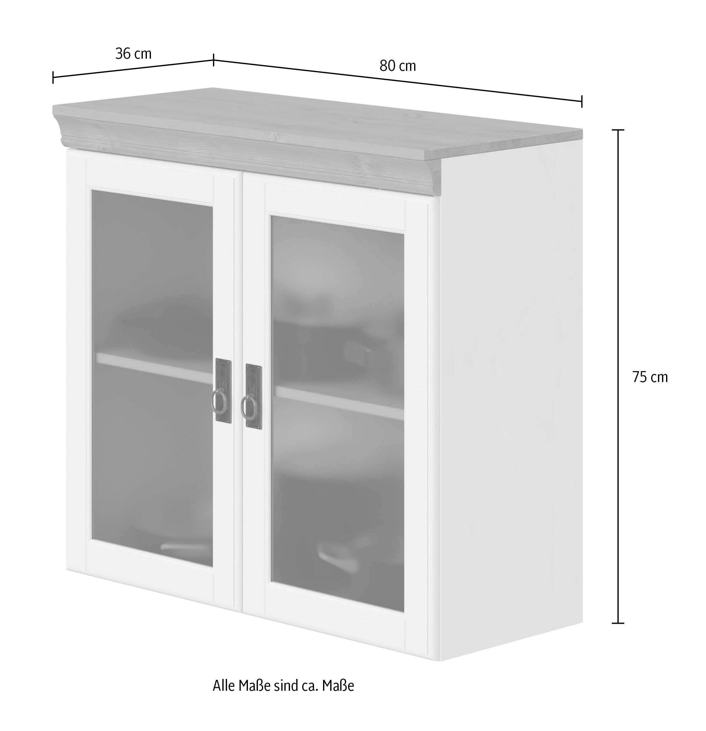 GOODproduct Armoire suspendue »Rügen« Breite 80 cm, FSC® zertifiziertes Massivholz, Türen mit Glaseinsatz