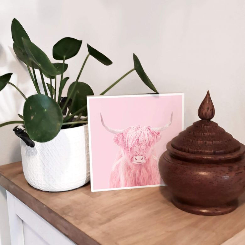 »Tischdeko Holzbild St.) kaufen (1 Wall-Art Rosa Highland Cow«,