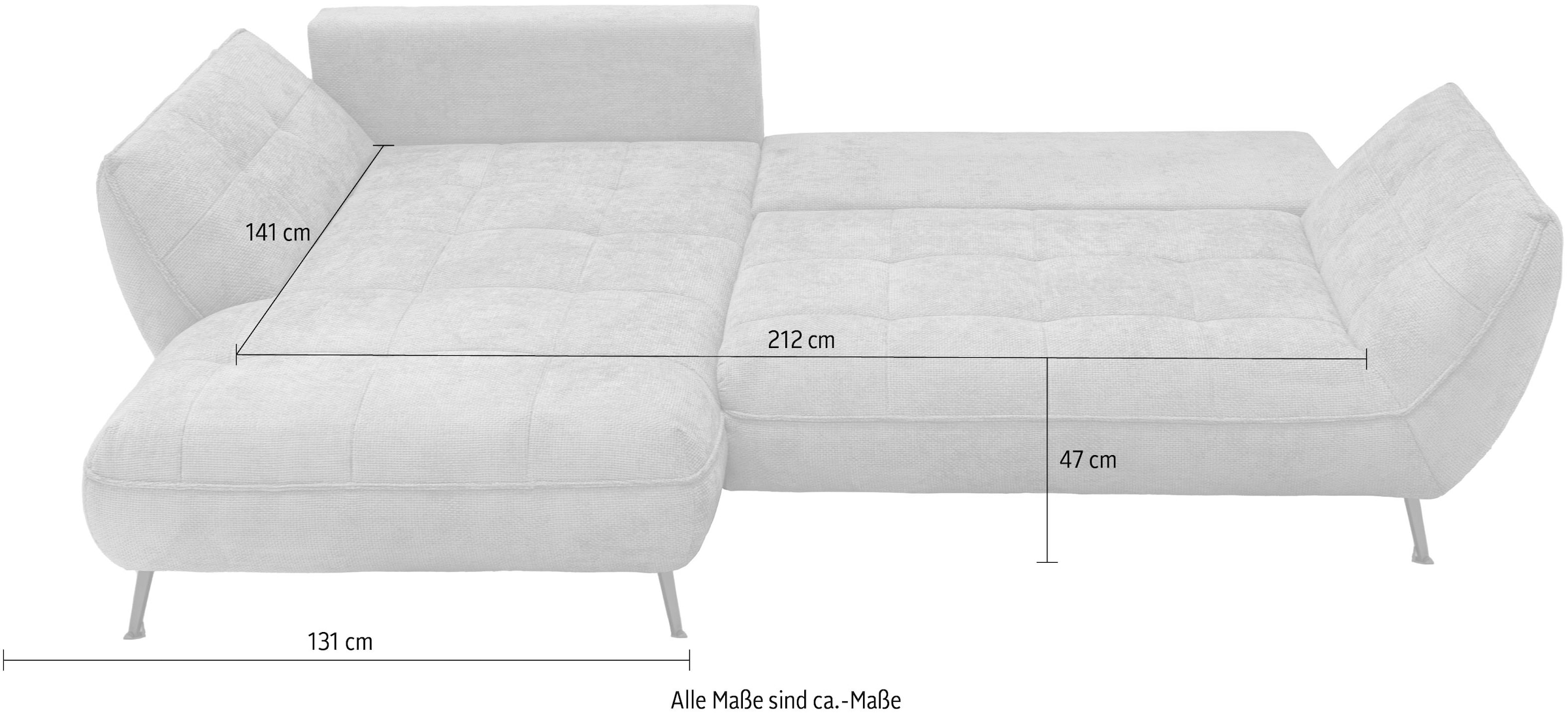 exxpo - sofa fashion Ecksofa »Samoa, bequem und modern, mit Easy-Lift-Bettfunktion, L-Form«, Ecksofa Samoa, inkl. Bettfunktion, Bettkasten und Rückenkissen