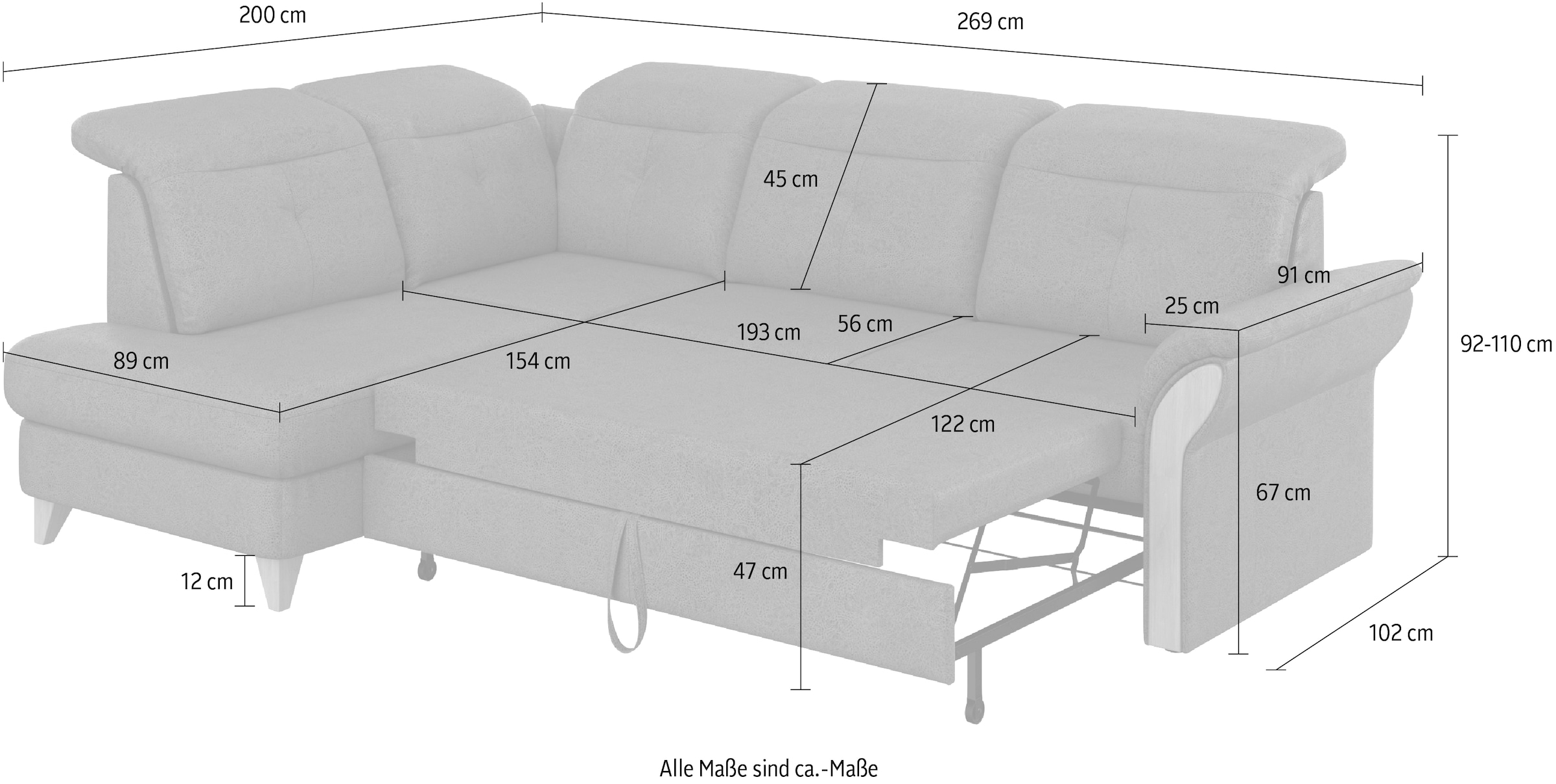 Home affaire Ecksofa »Dangast L-Form«, Kopfteilverstellung, wahlweise mit motorischer Relaxfunktion