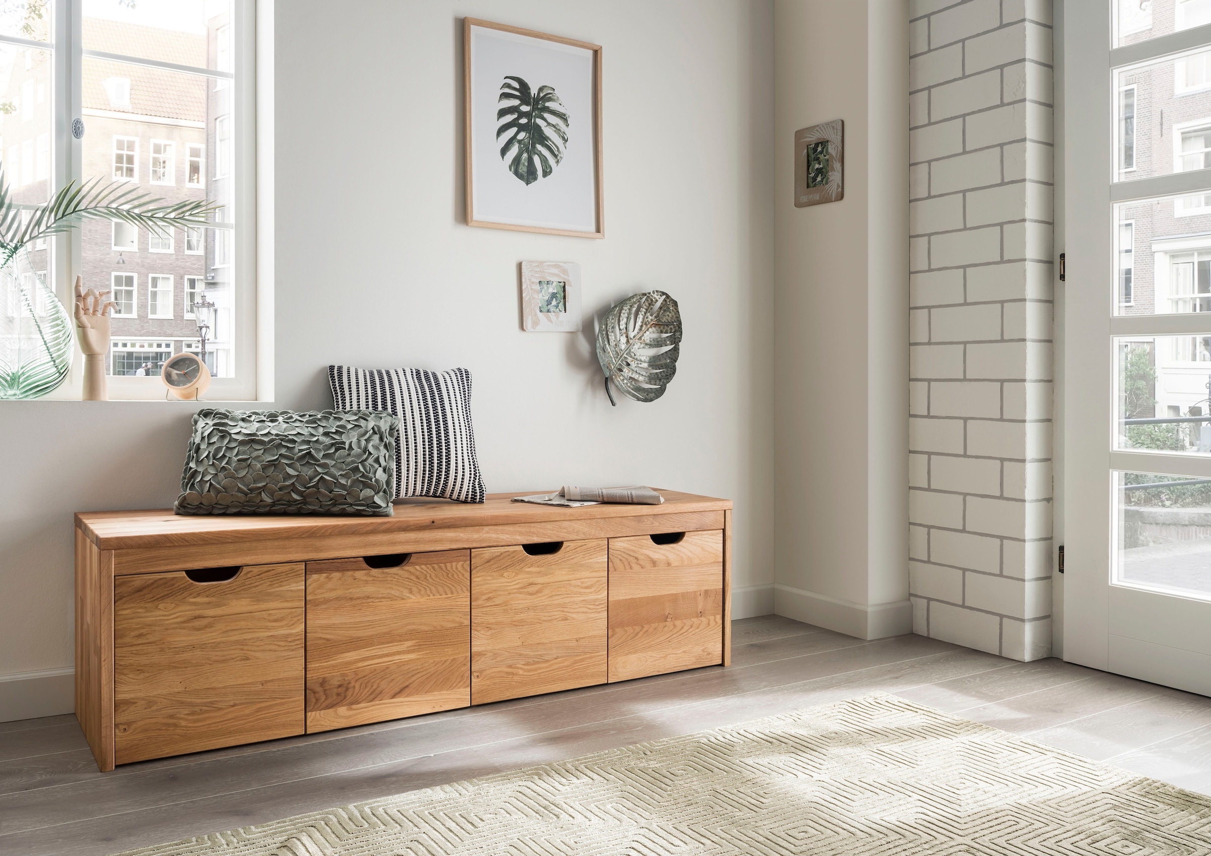 Image of Home affaire Schuhbank "Dura Schuhbank incl. Schubladen funktionell und stabil" Massivholz, Skandinavisches Design, Robust, stabil, FSC zertifiziert