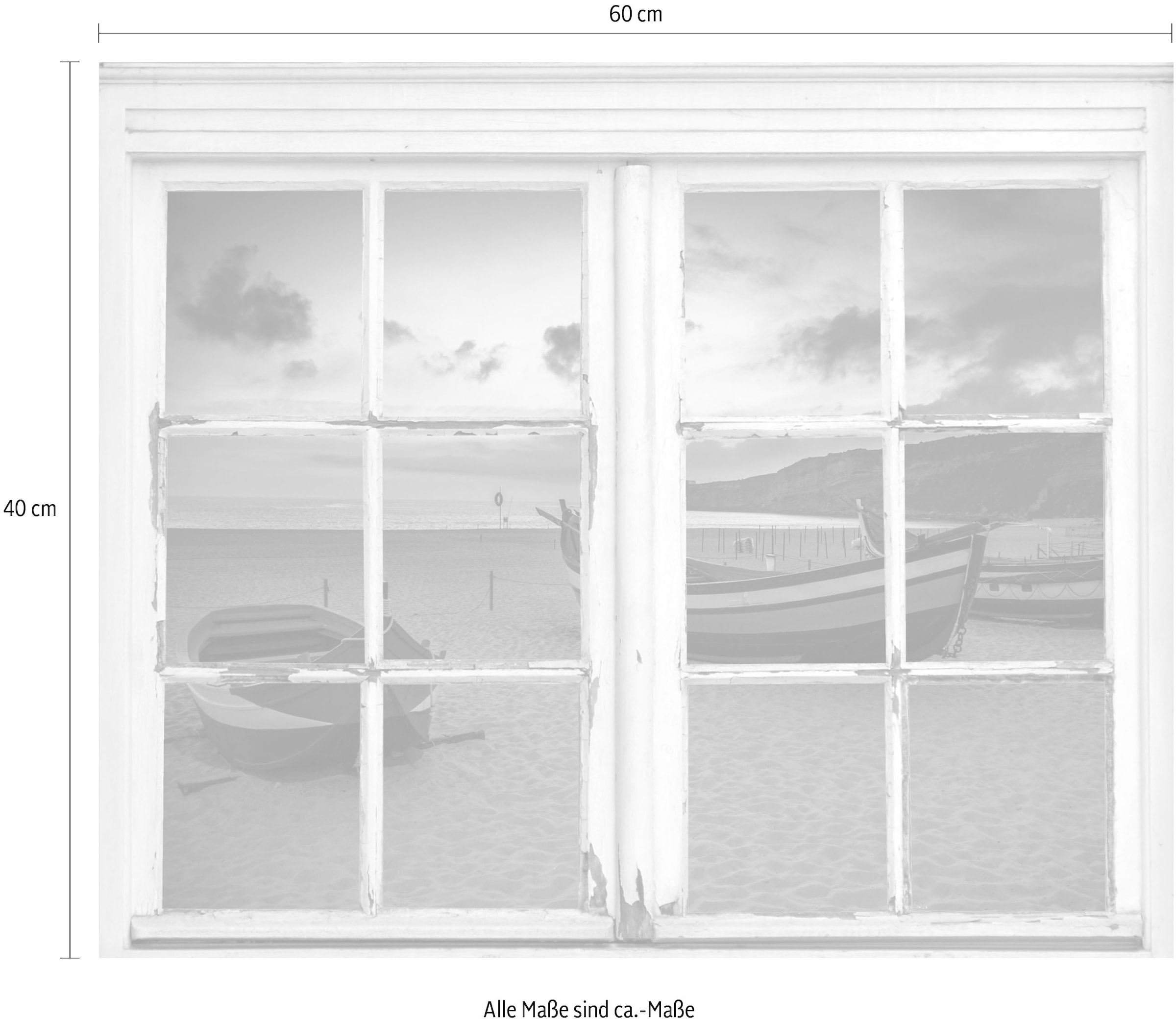 queence Autocollants muraux »Boote am Strand« Wandsticker, Wandbild, selbstklebend, 3D, Fenster
