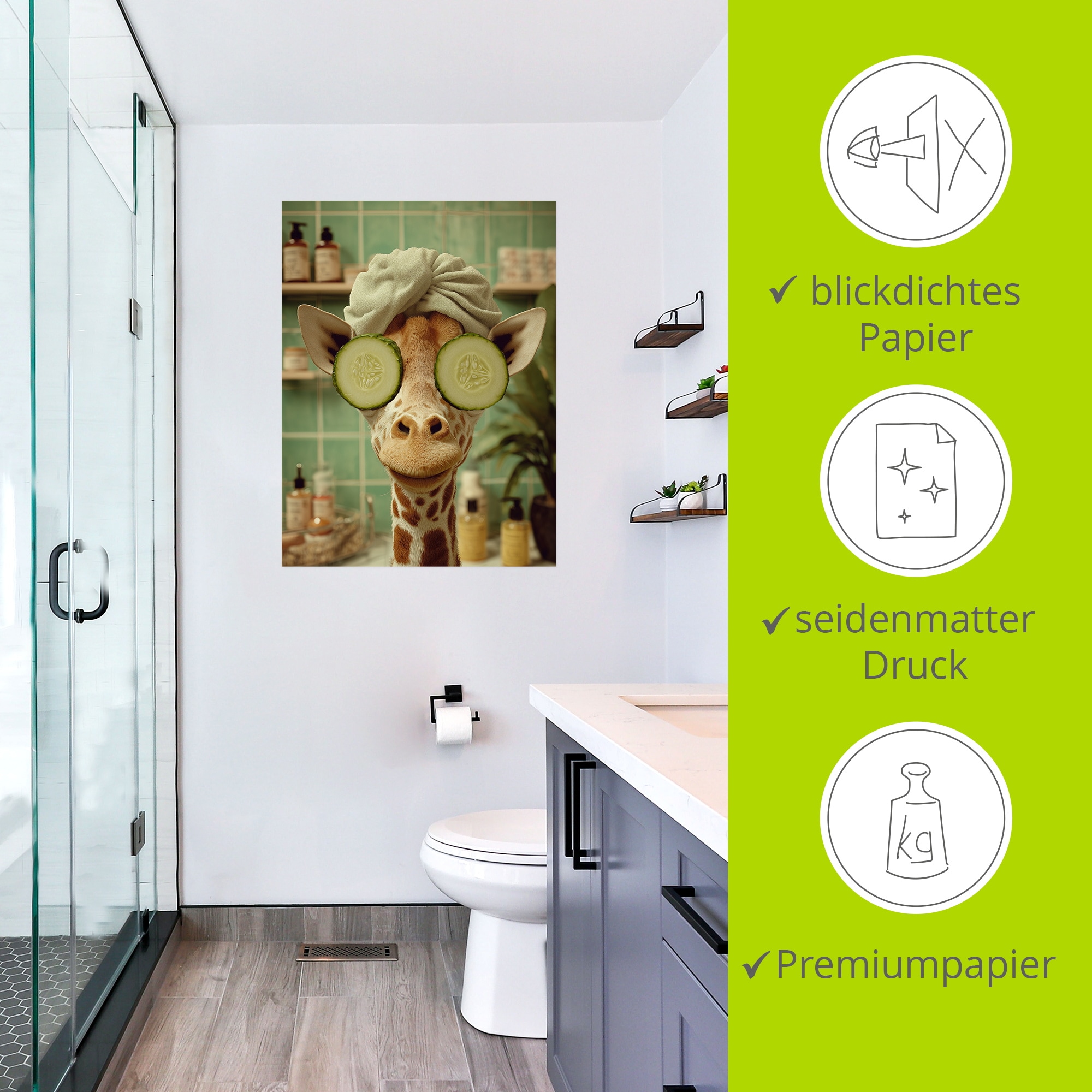 Artland Wandbild »Giraffe beim Spa« 1 Stk. tlg. als Alubild, Leinwandbild, Poster, Wandaufkleber in verschied. Grössen